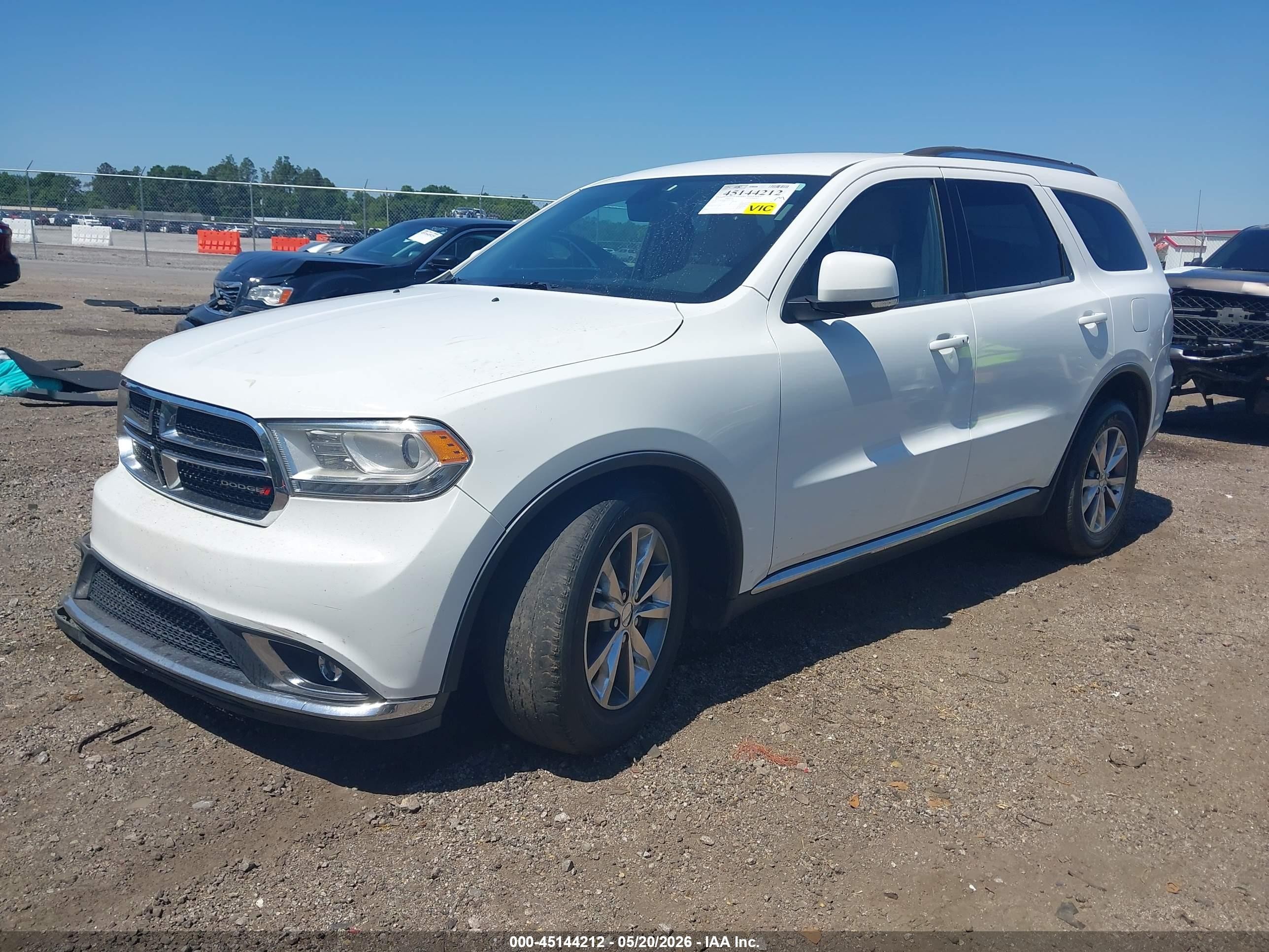 2015 Dodge Durango Limited White vin: 1C4RDHDG7FC817118
