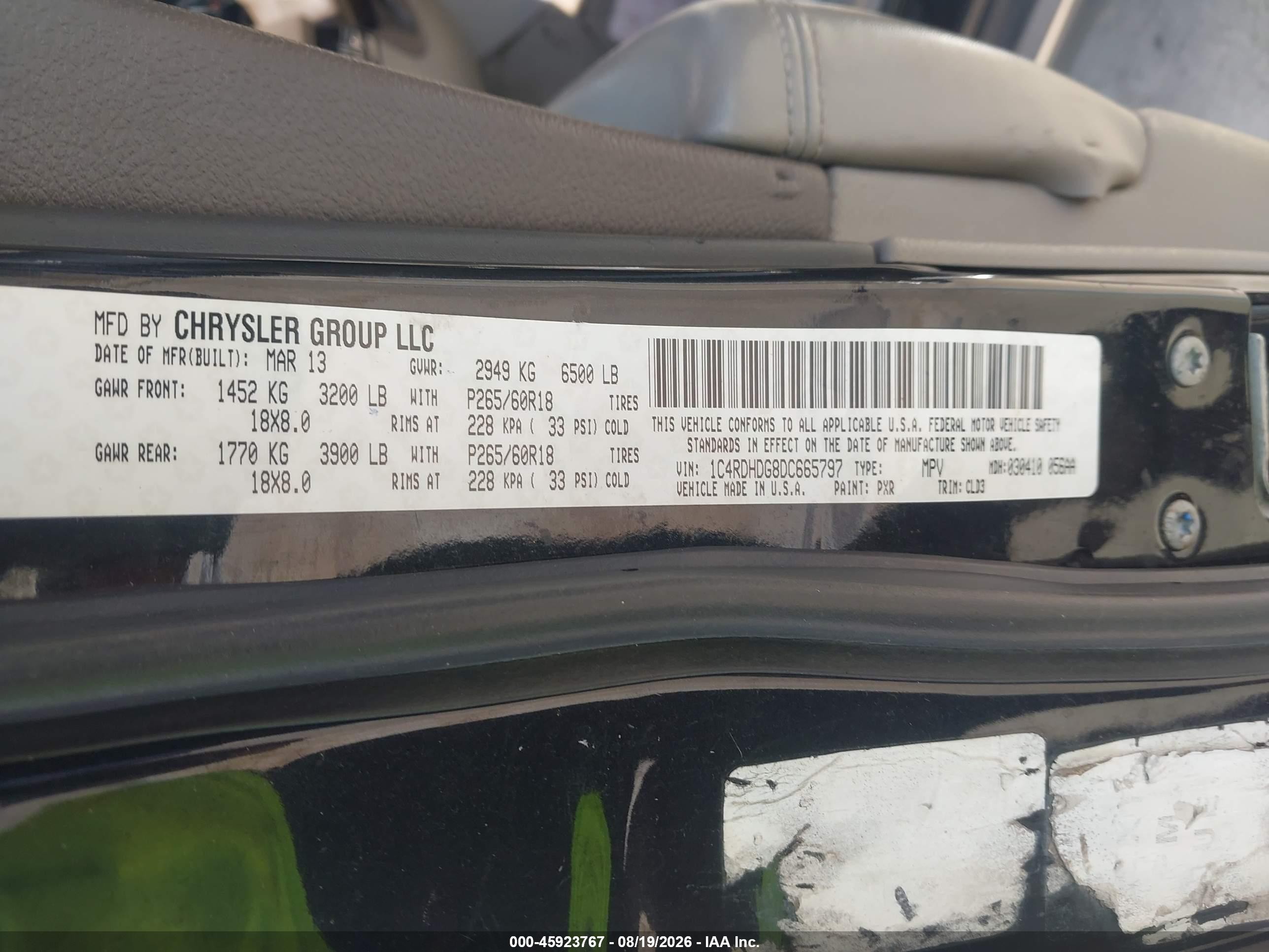 2013 Dodge Durango Crew Черный vin: 1C4RDHDG8DC665797