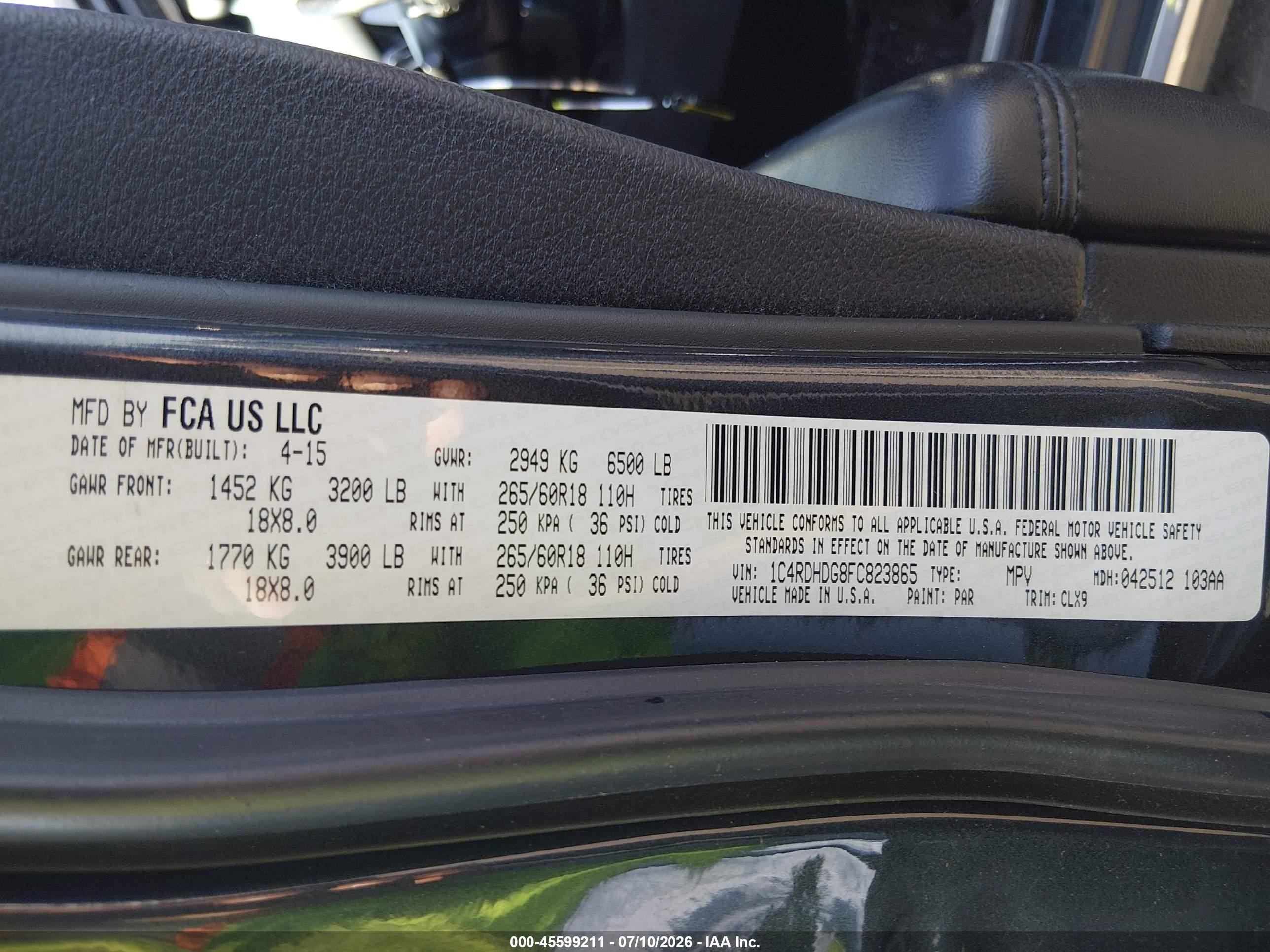 2015 Dodge Durango Limited Black vin: 1C4RDHDG8FC823865