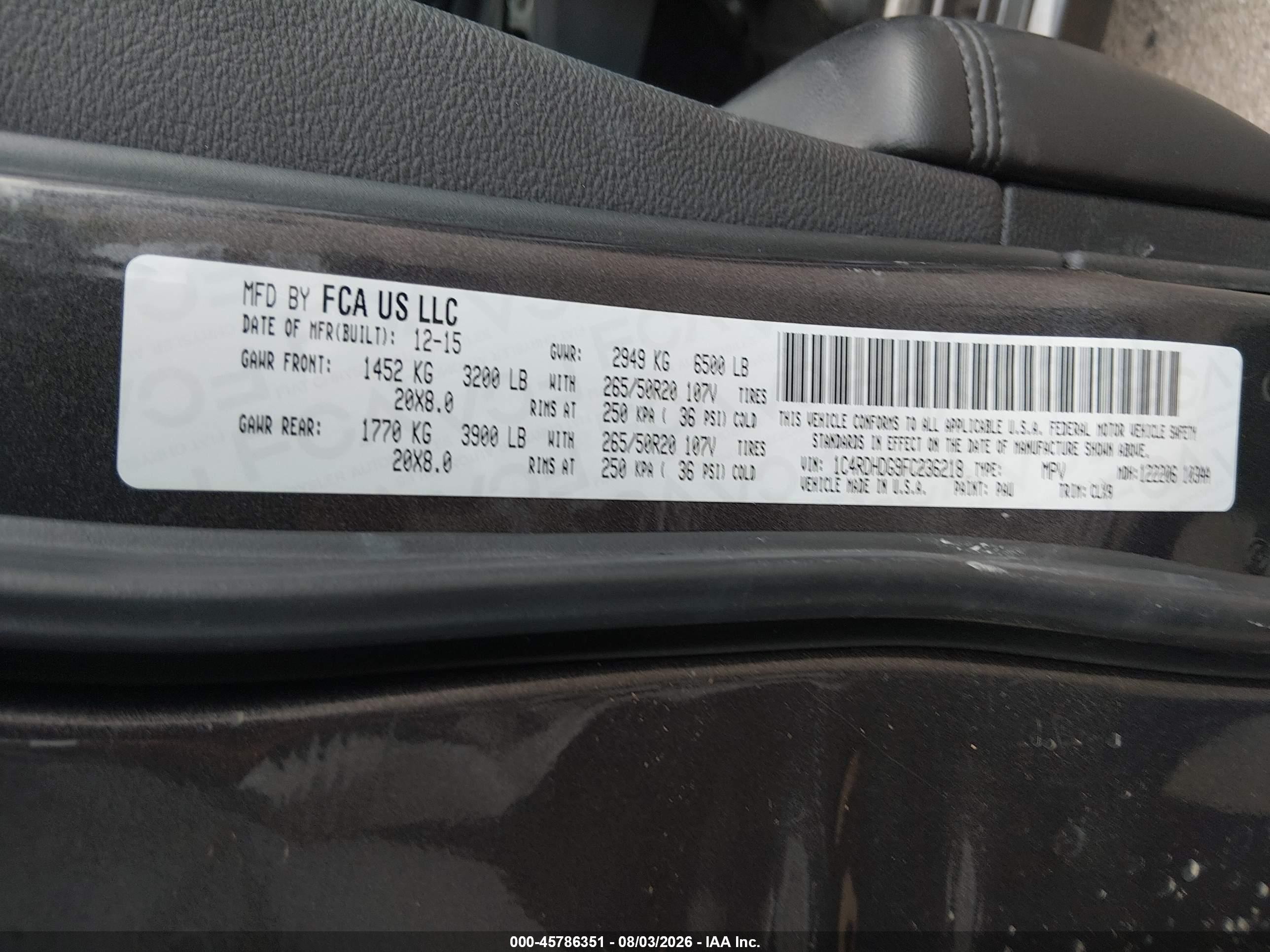2015 Dodge Durango Limited Gray vin: 1C4RDHDG9FC236218