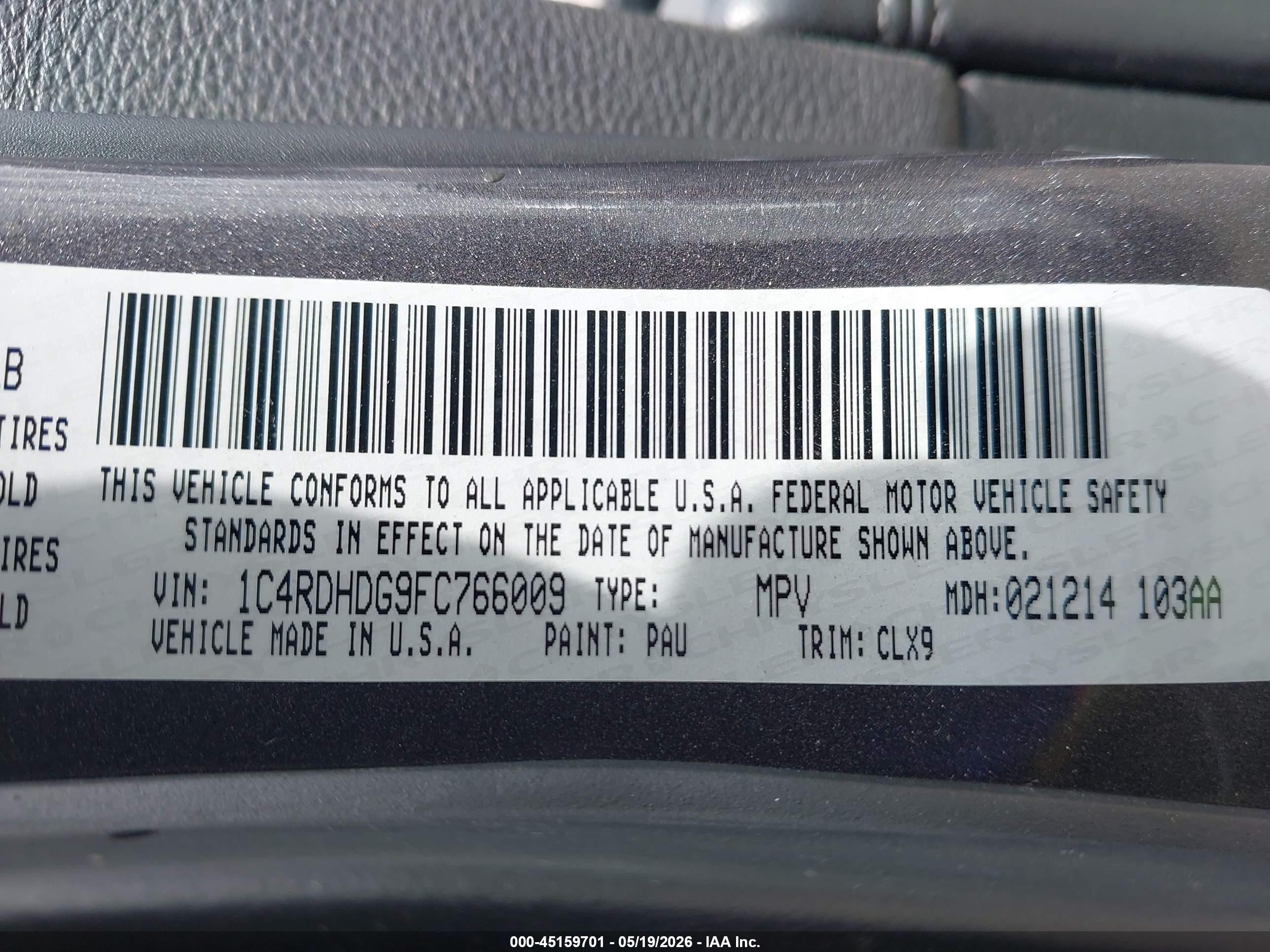 2015 Dodge Durango Limited Gray vin: 1C4RDHDG9FC766009