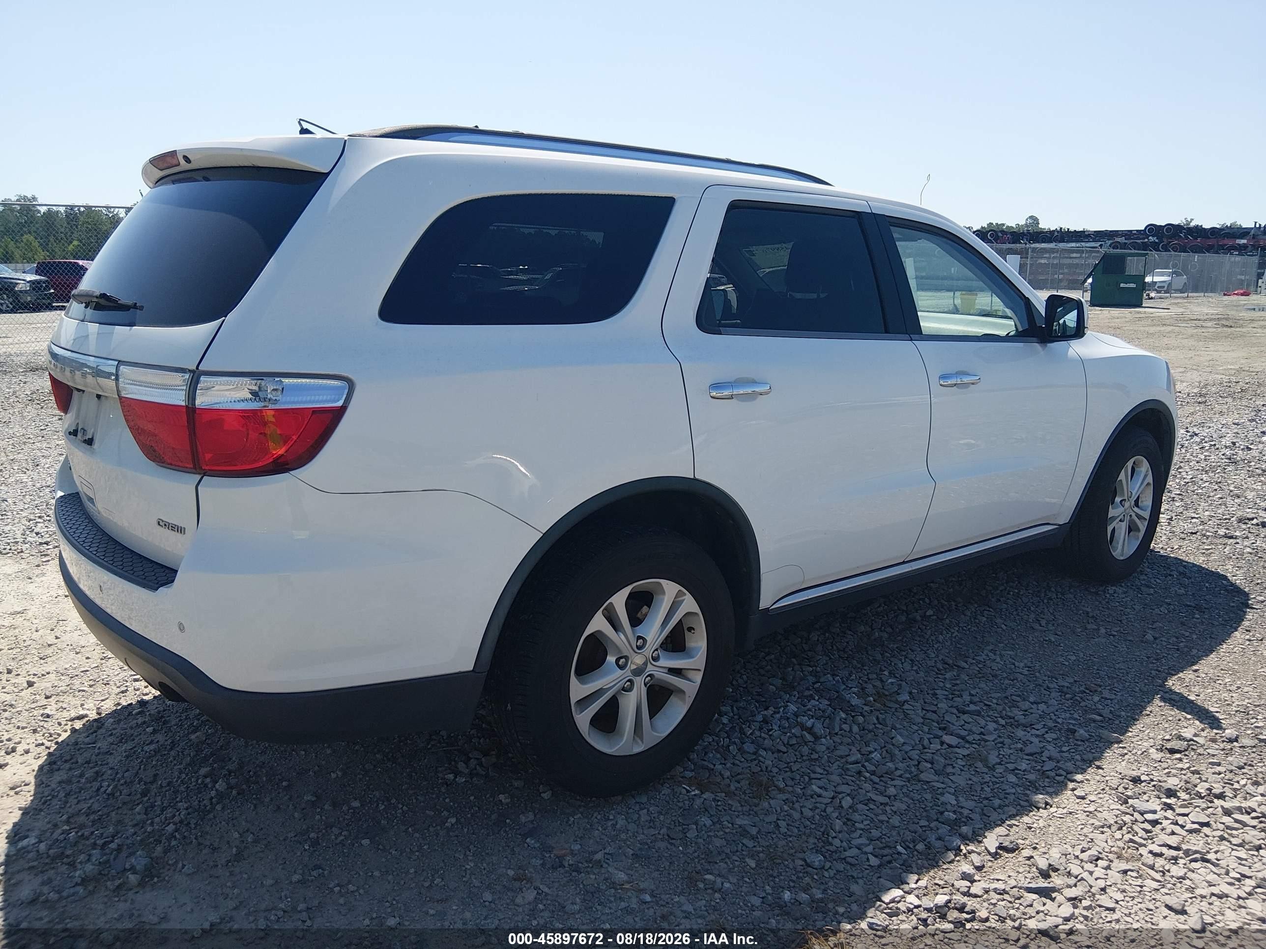 2013 Dodge Durango Crew White vin: 1C4RDHDGXDC516730
