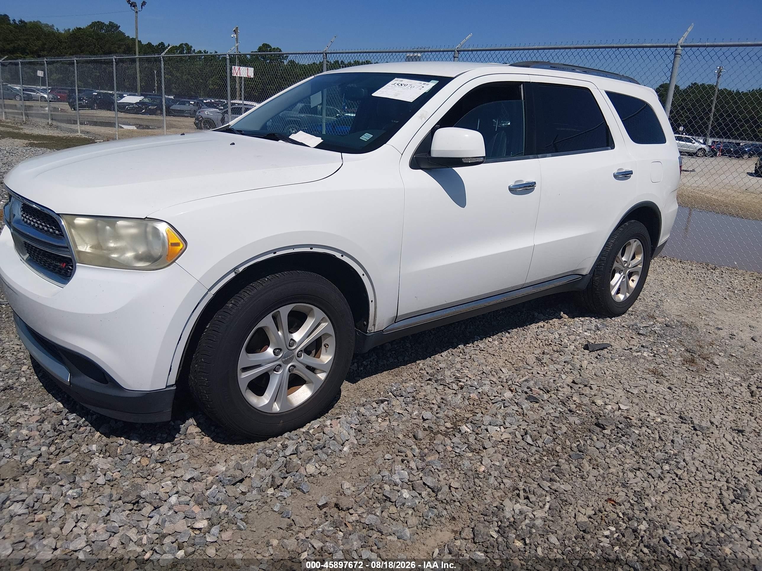 2013 Dodge Durango Crew White vin: 1C4RDHDGXDC516730