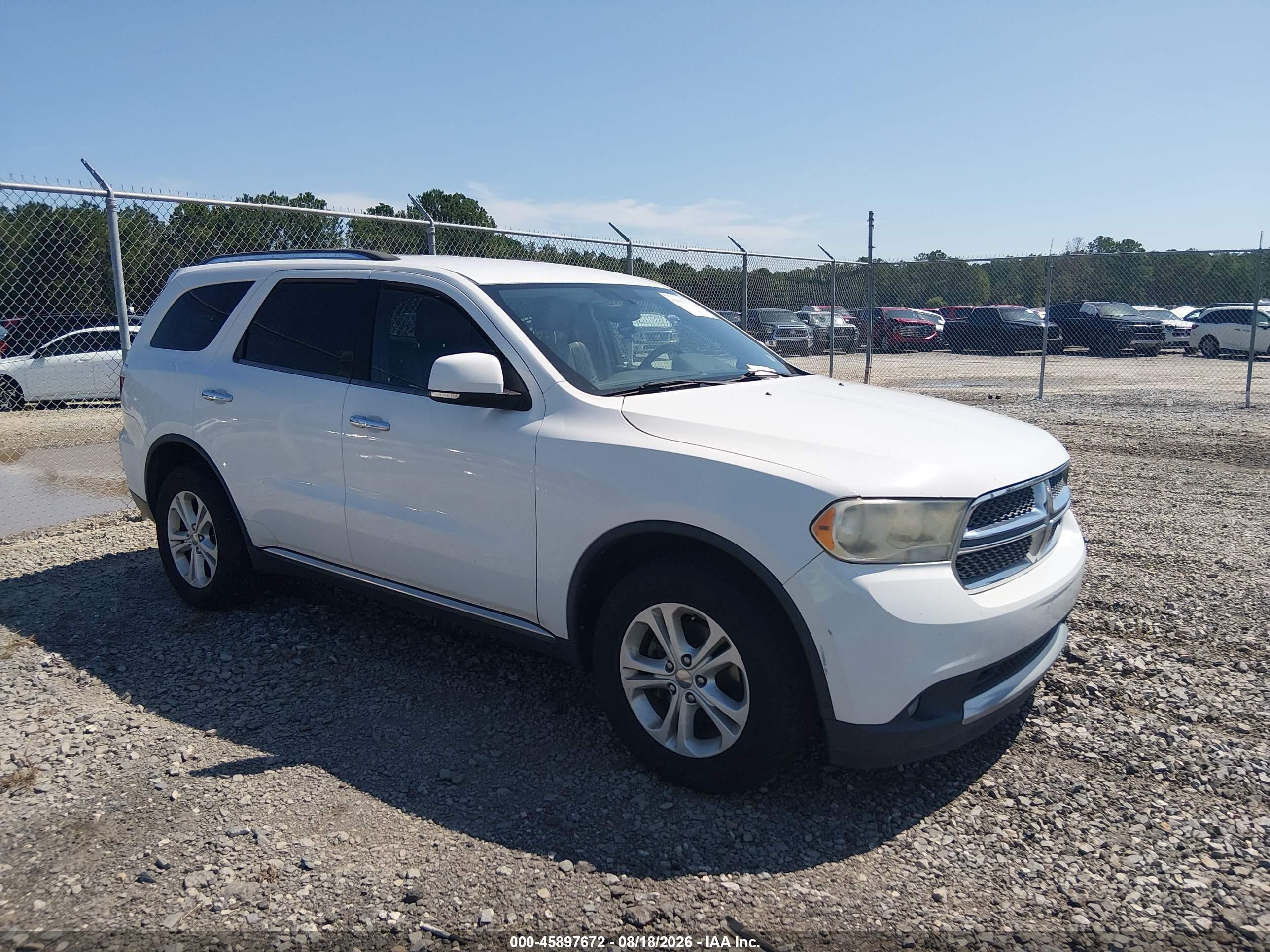 2013 Dodge Durango Crew White vin: 1C4RDHDGXDC516730