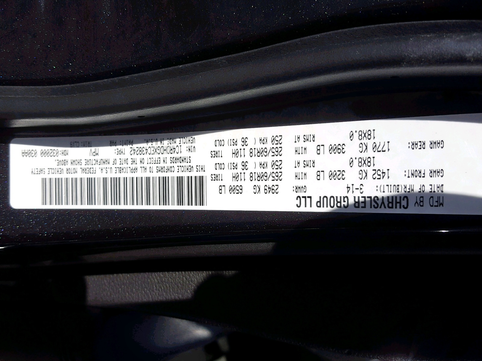 2014 Dodge Durango Limited Black vin: 1C4RDHDGXEC438242