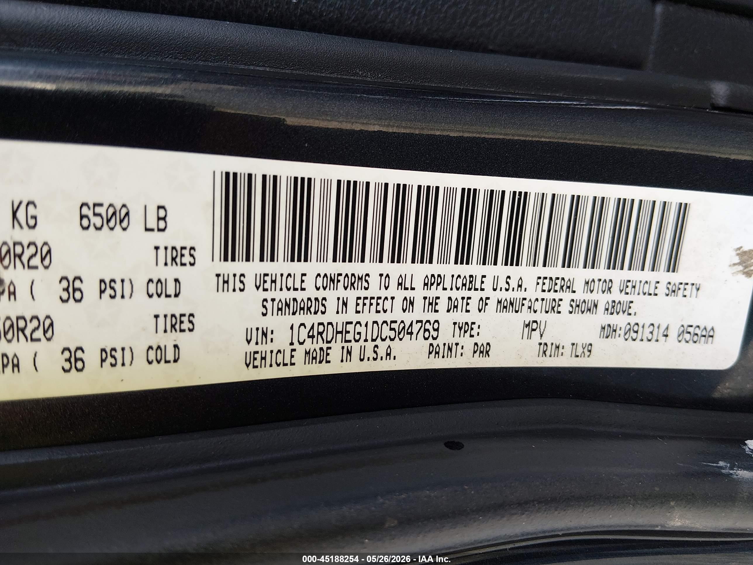 2013 Dodge Durango Citadel Black vin: 1C4RDHEG1DC504769