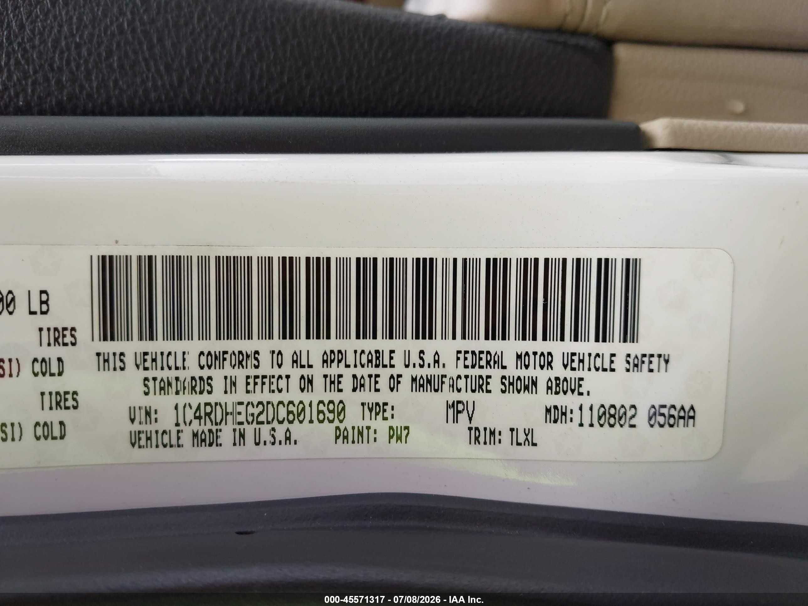 2013 Dodge Durango Citadel White vin: 1C4RDHEG2DC601690