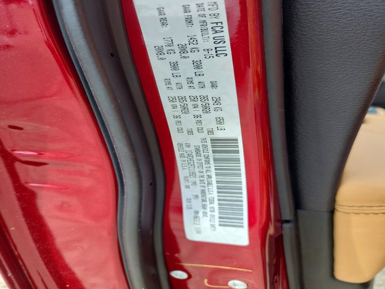 2015 Dodge Durango Citadel Red vin: 1C4RDHEG2FC119921