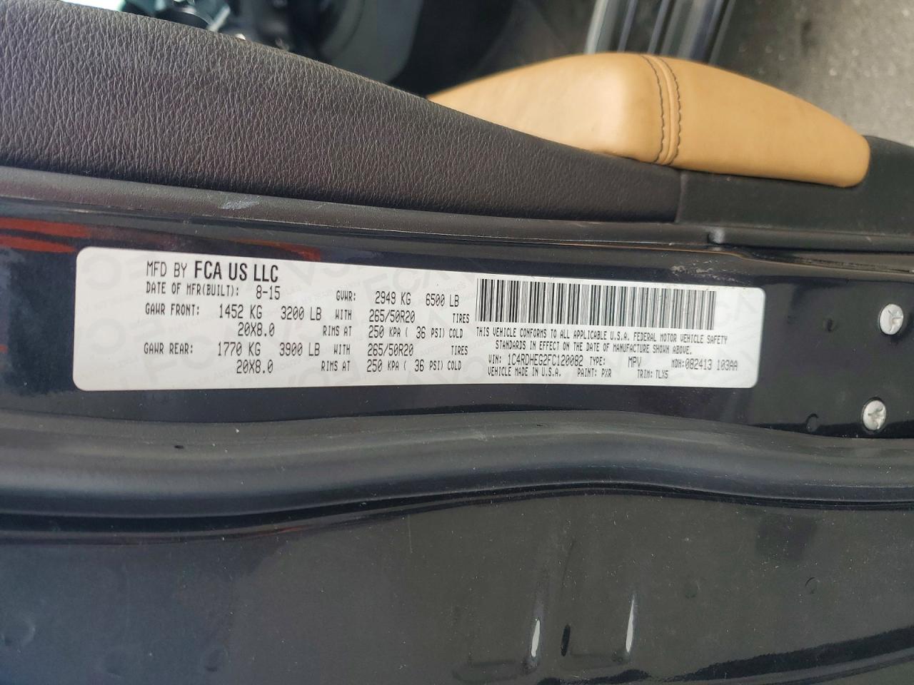 2015 Dodge Durango Citadel Black vin: 1C4RDHEG2FC120082
