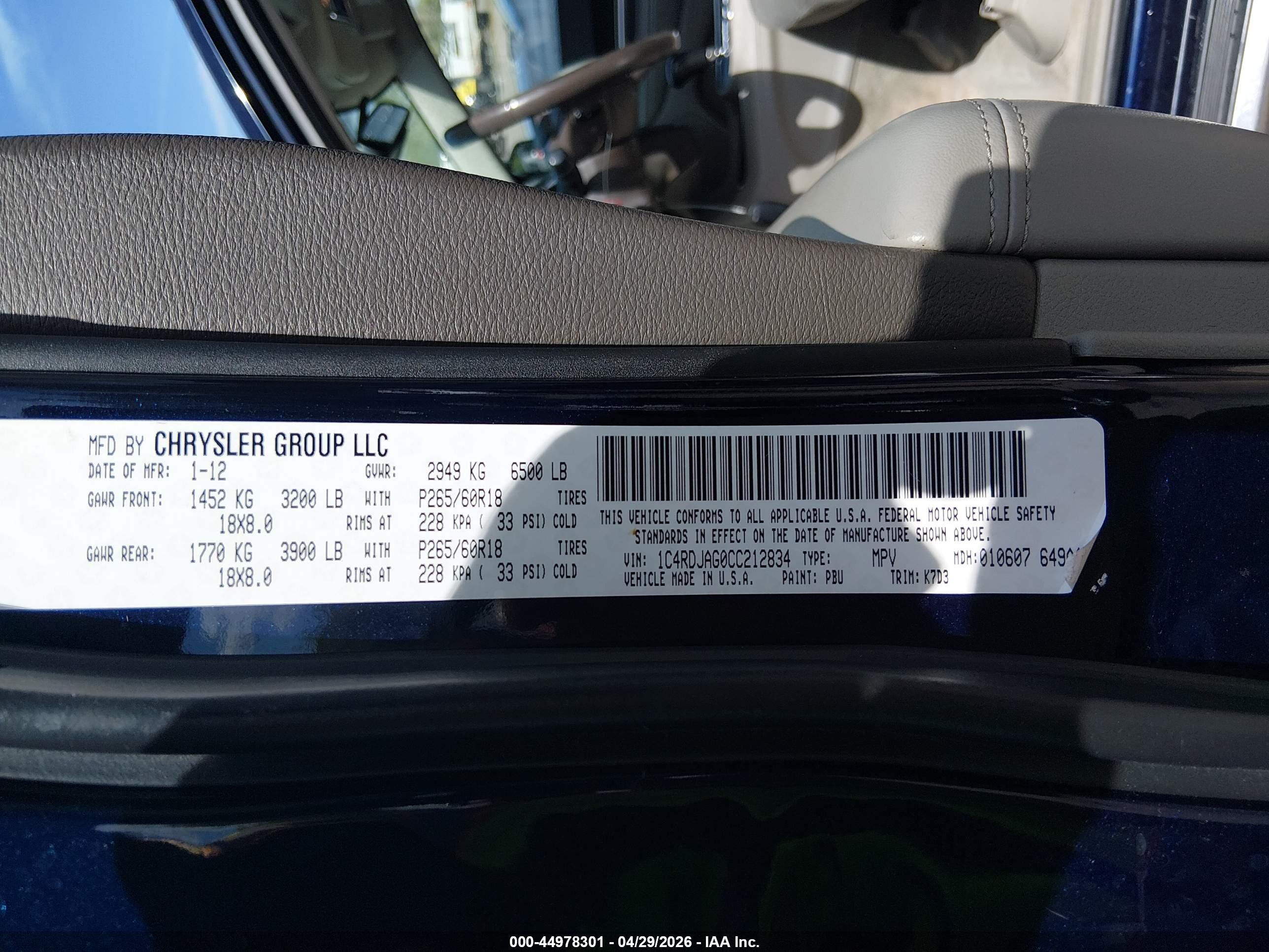 2012 Dodge Durango Sxt Blue vin: 1C4RDJAG0CC212834