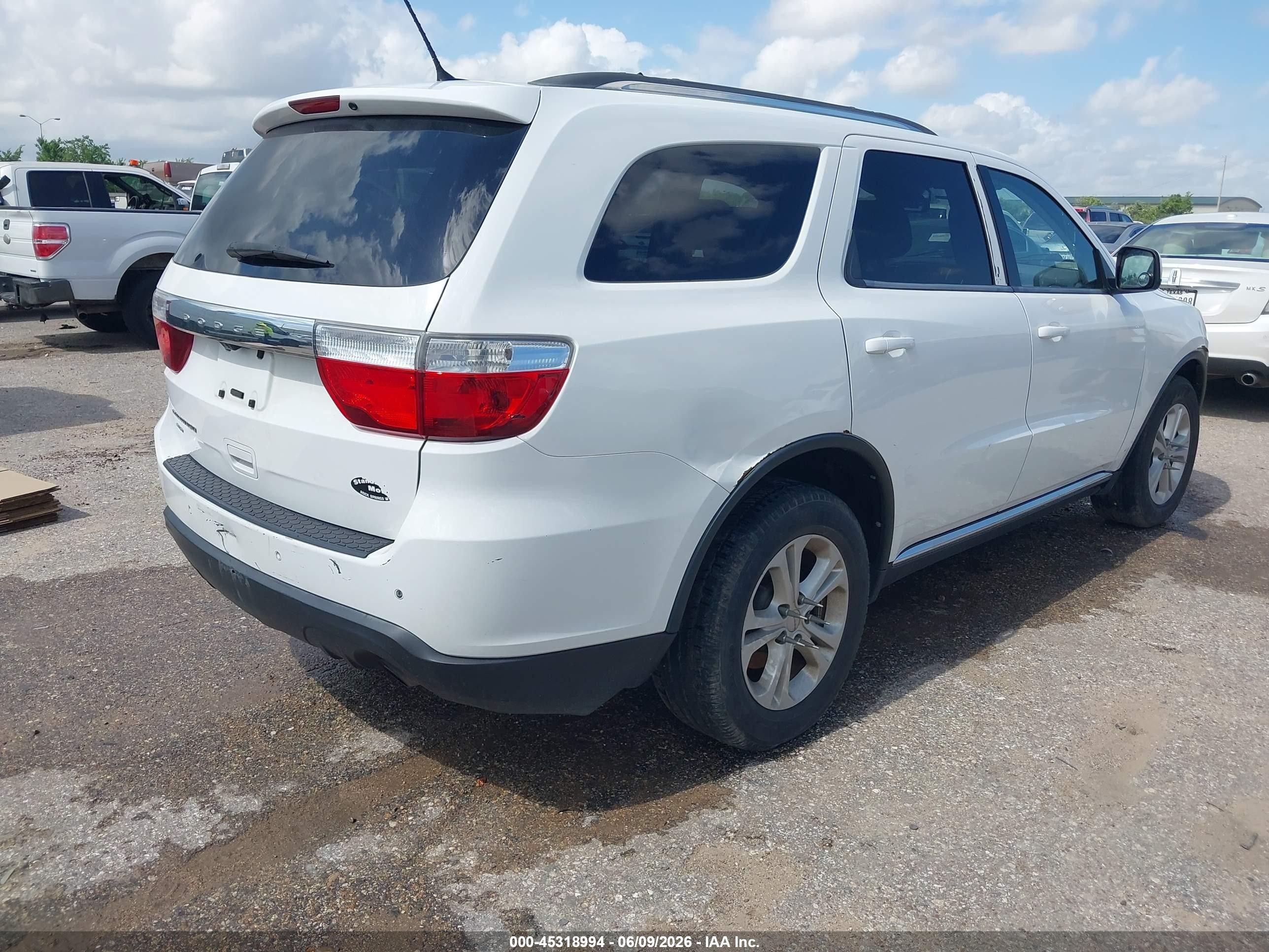 2013 Dodge Durango Sxt White vin: 1C4RDJAG1DC582966