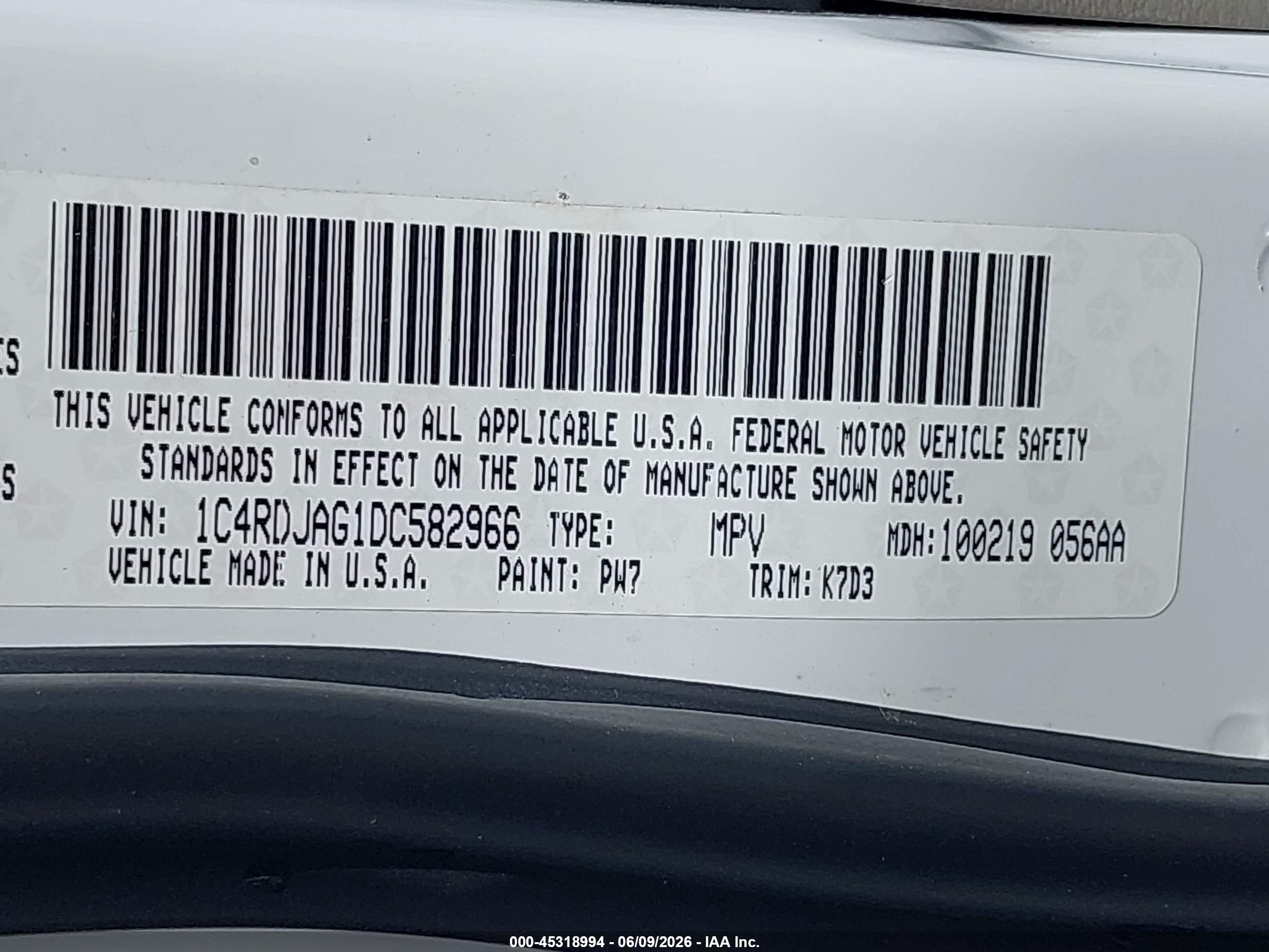 2013 Dodge Durango Sxt White vin: 1C4RDJAG1DC582966