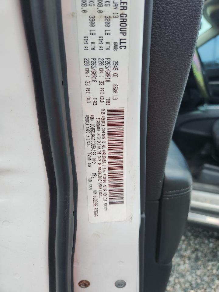 2013 Dodge Durango White vin: 1C4RDJAG1DC654166
