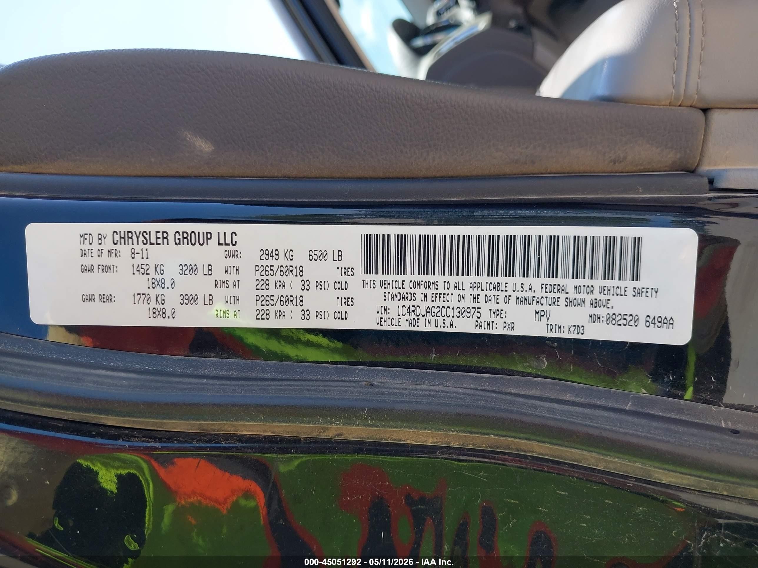 2012 Dodge Durango Sxt Black vin: 1C4RDJAG2CC130975