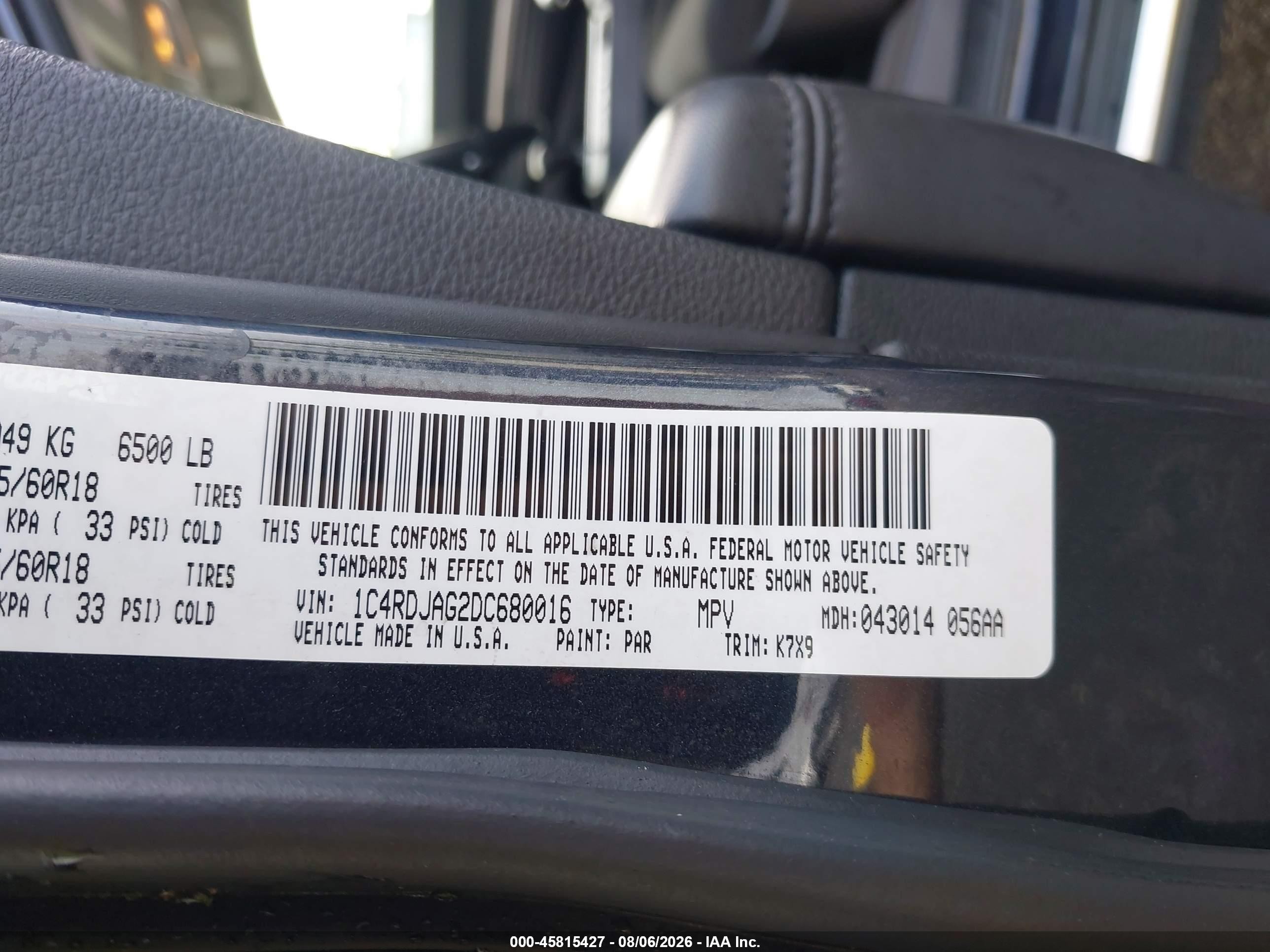 2013 Dodge Durango Sxt Серый vin: 1C4RDJAG2DC680016