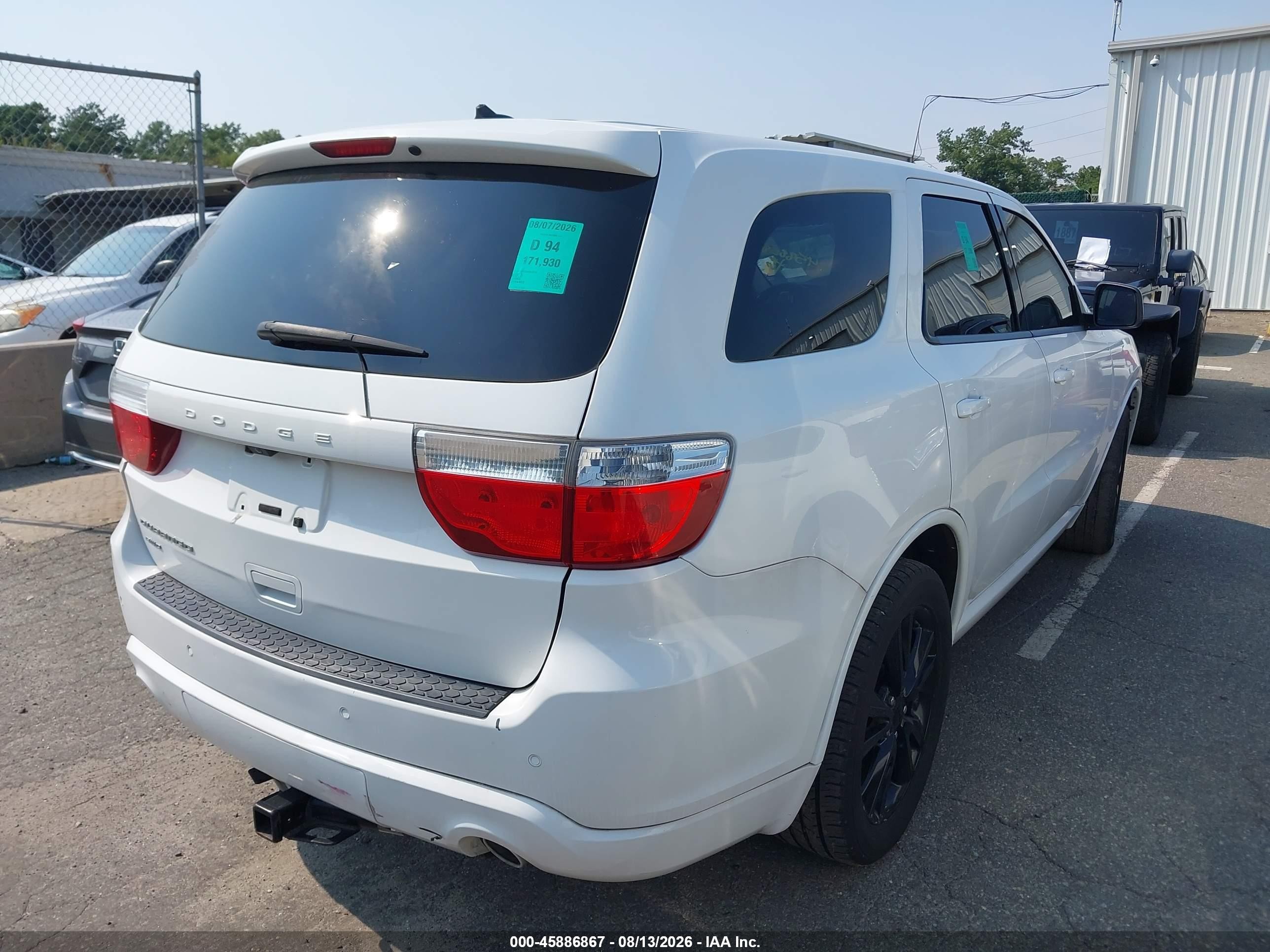 2013 Dodge Durango Sxt White vin: 1C4RDJAG2DC683224