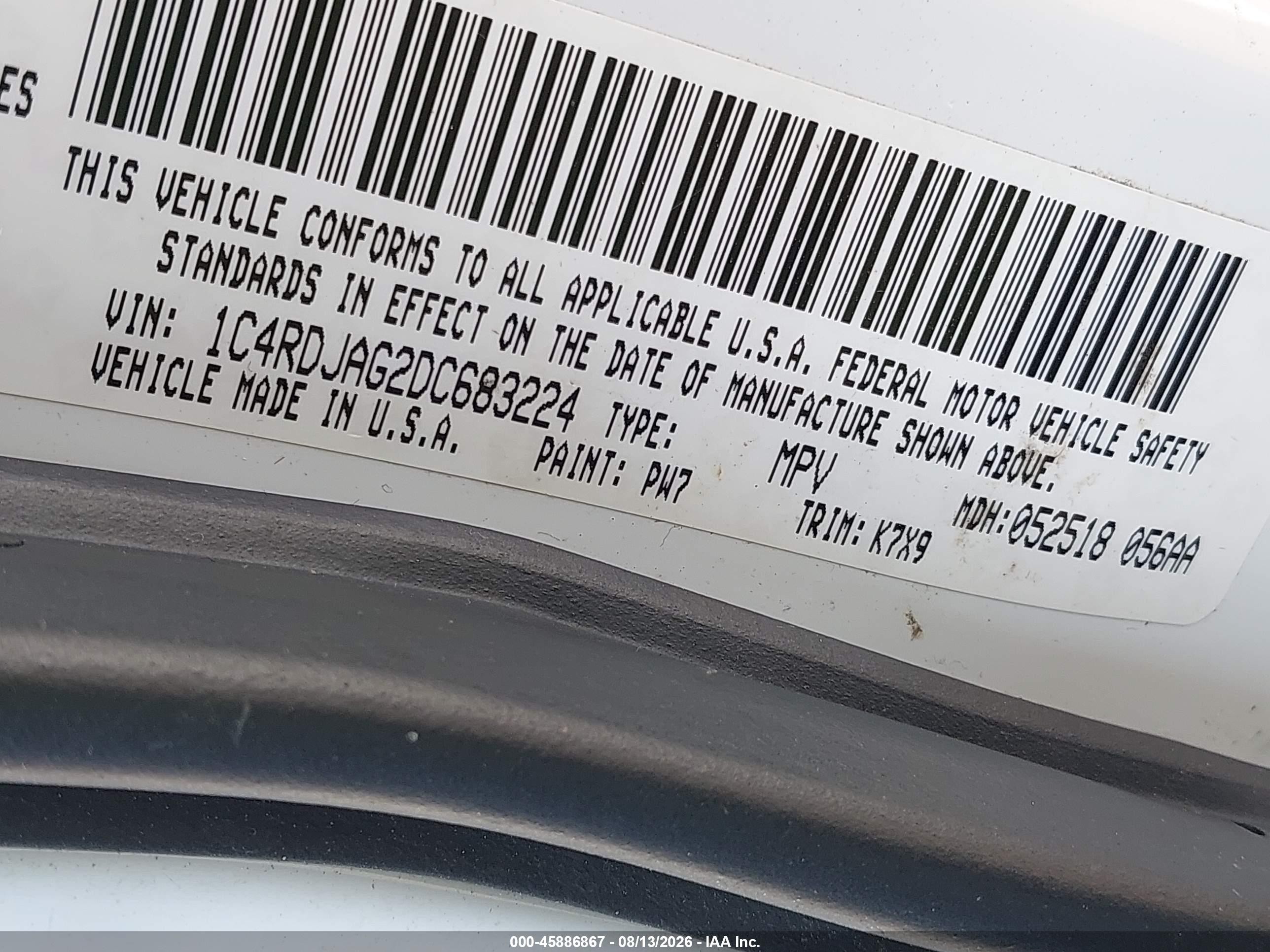 2013 Dodge Durango Sxt White vin: 1C4RDJAG2DC683224