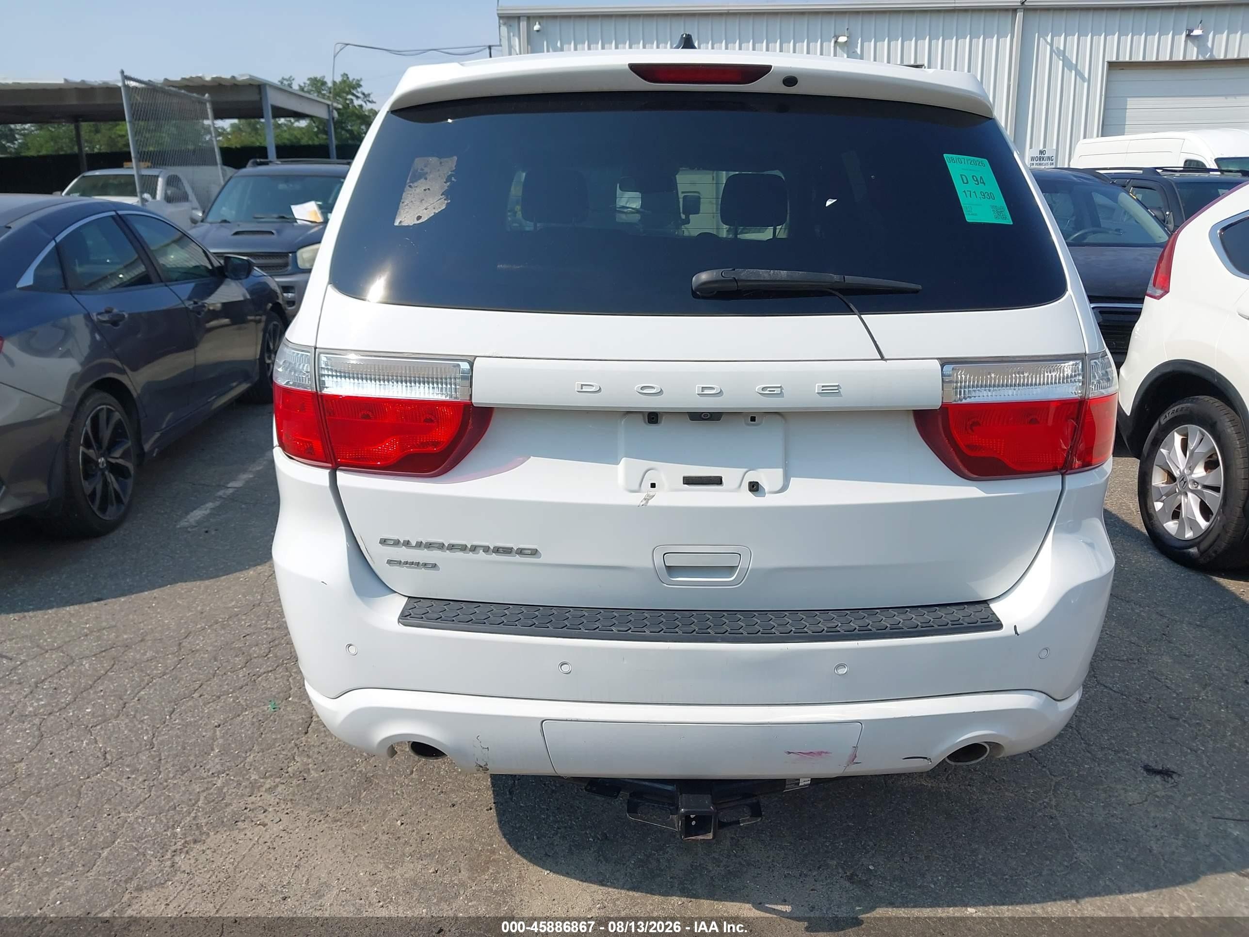 2013 Dodge Durango Sxt White vin: 1C4RDJAG2DC683224