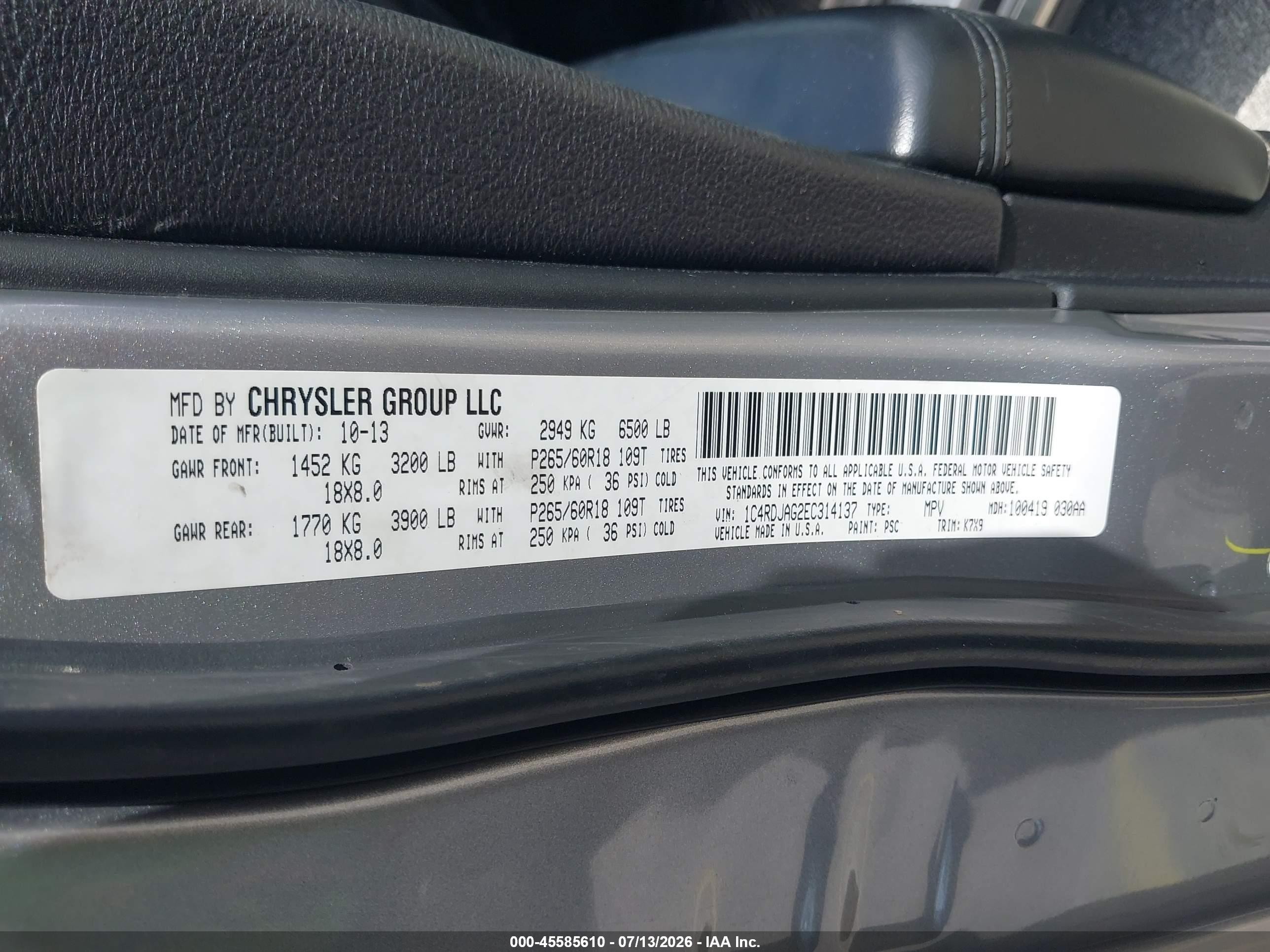 2014 Dodge Durango Sxt Gray vin: 1C4RDJAG2EC314137