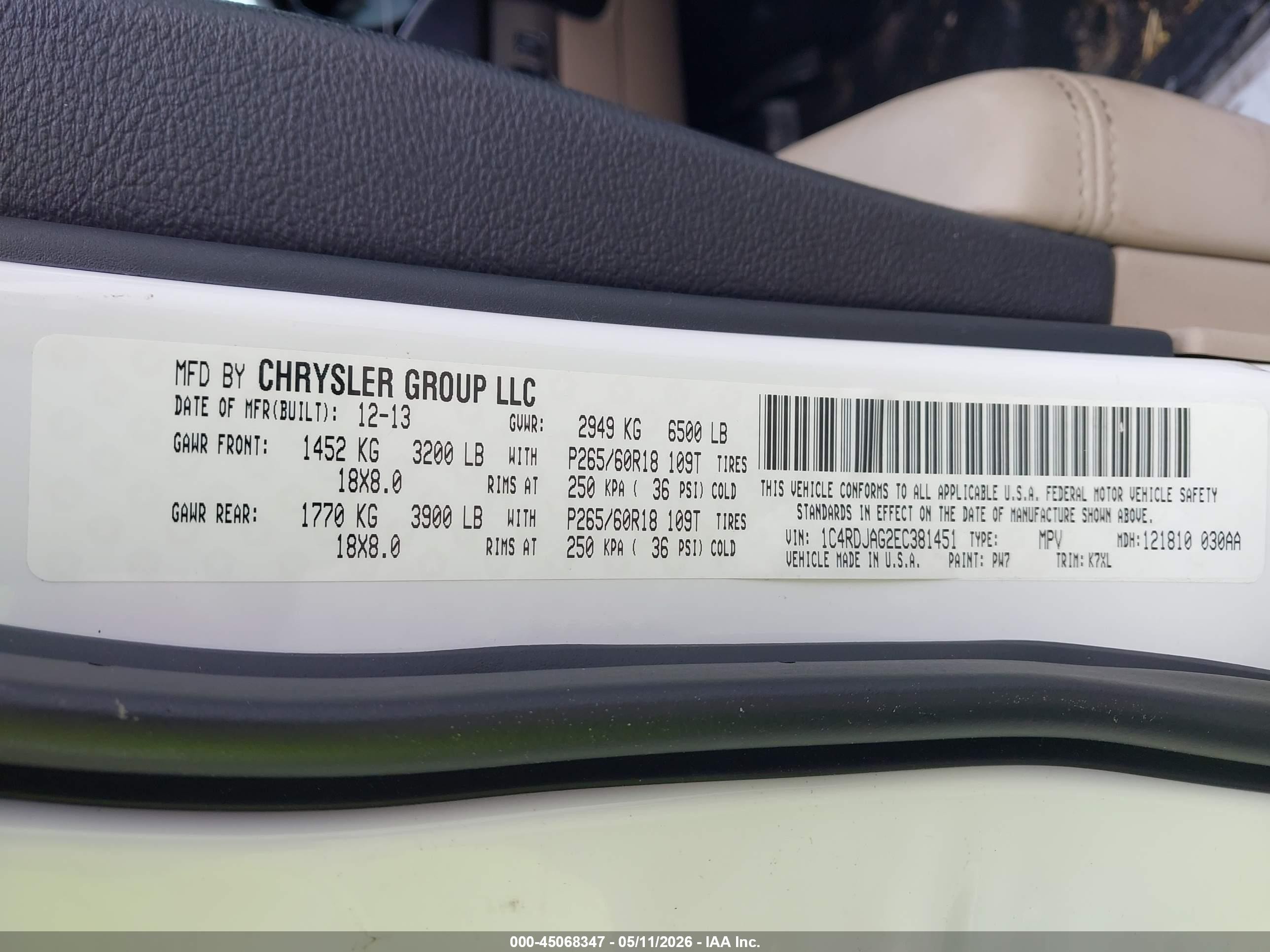 2014 Dodge Durango Sxt White vin: 1C4RDJAG2EC381451