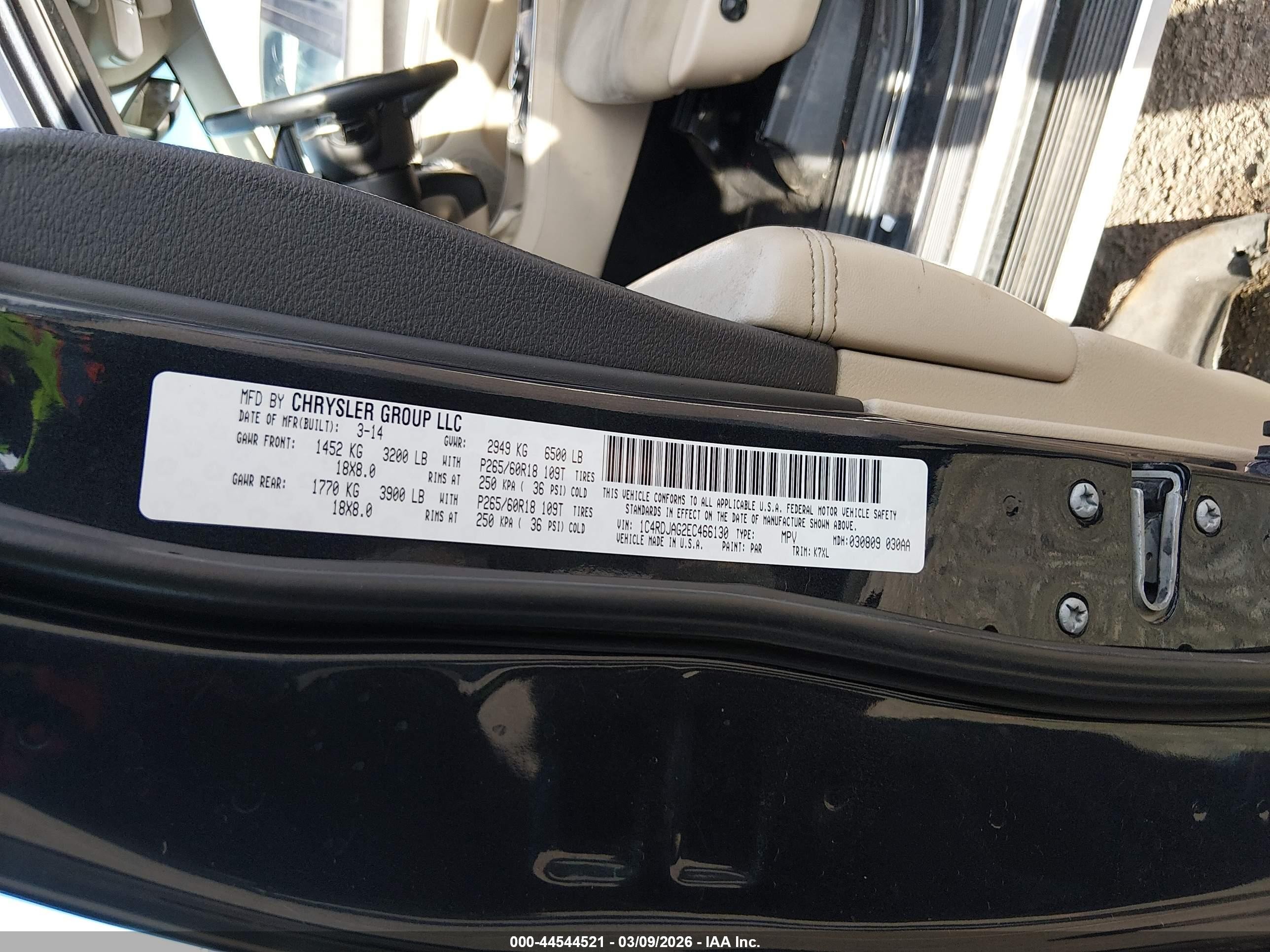 2014 Dodge Durango Sxt Black vin: 1C4RDJAG2EC466130