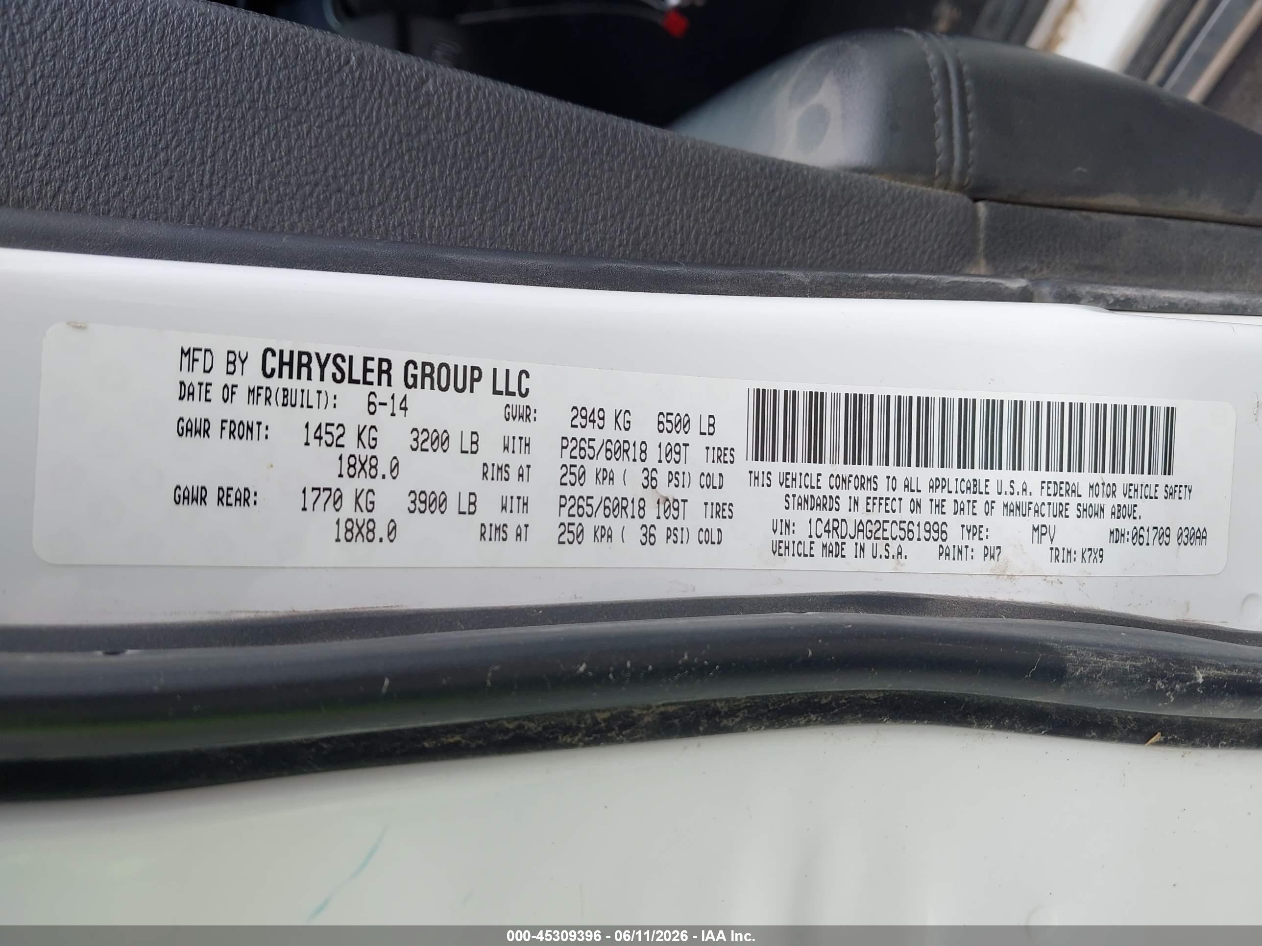 2014 Dodge Durango Sxt White vin: 1C4RDJAG2EC561996