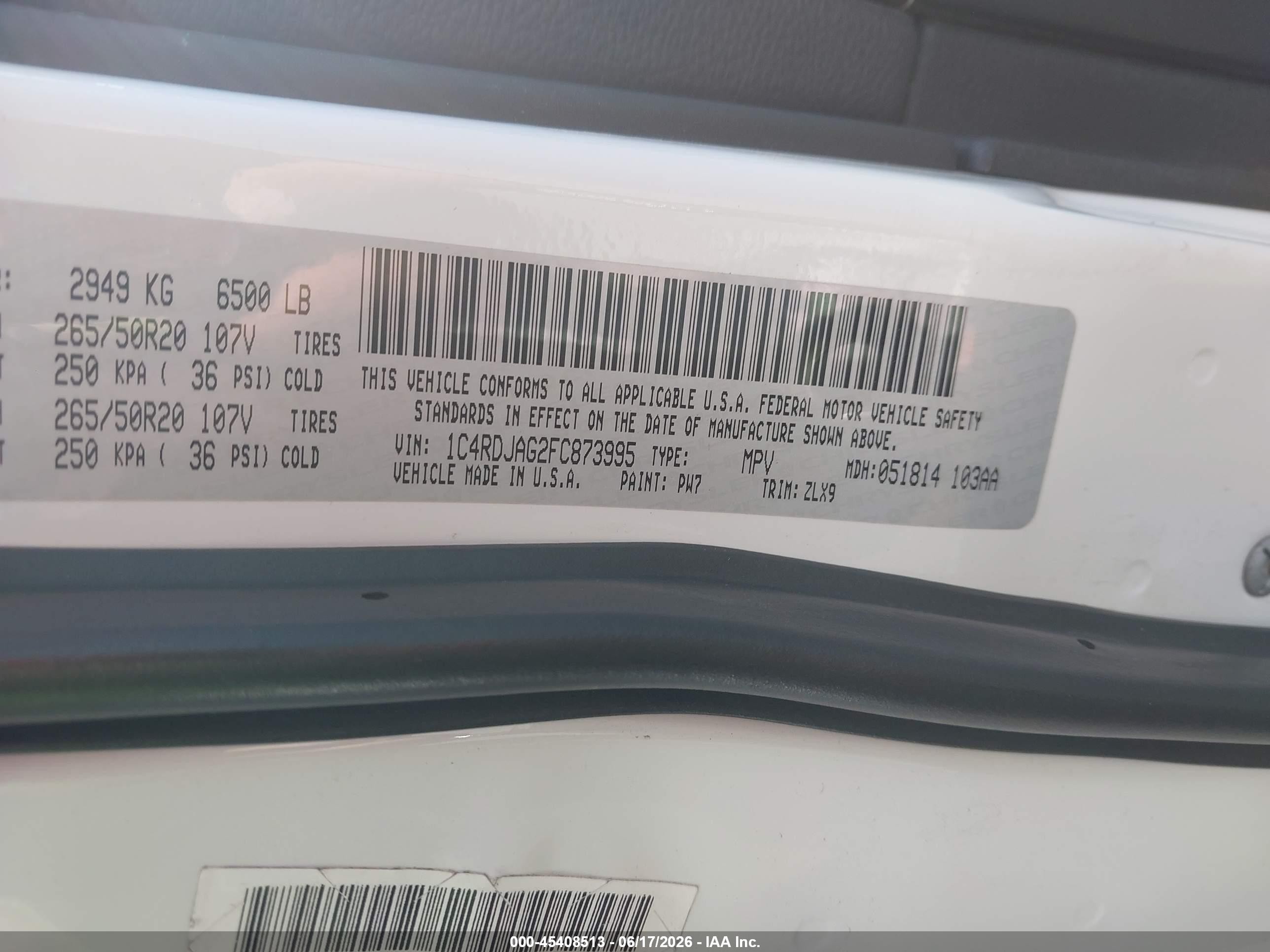 2015 Dodge Durango Sxt White vin: 1C4RDJAG2FC873995