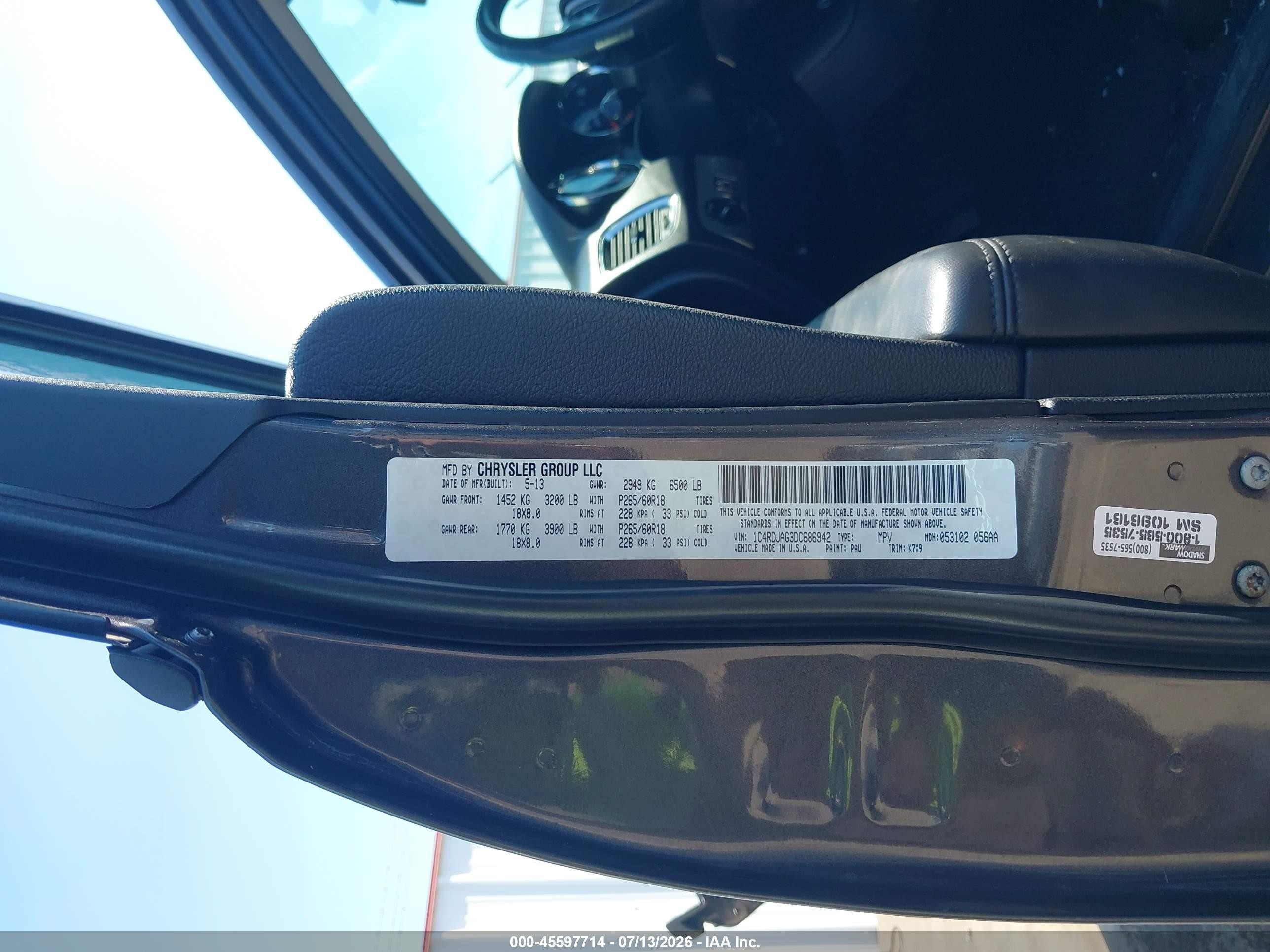 2013 Dodge Durango Sxt Gray vin: 1C4RDJAG3DC686942