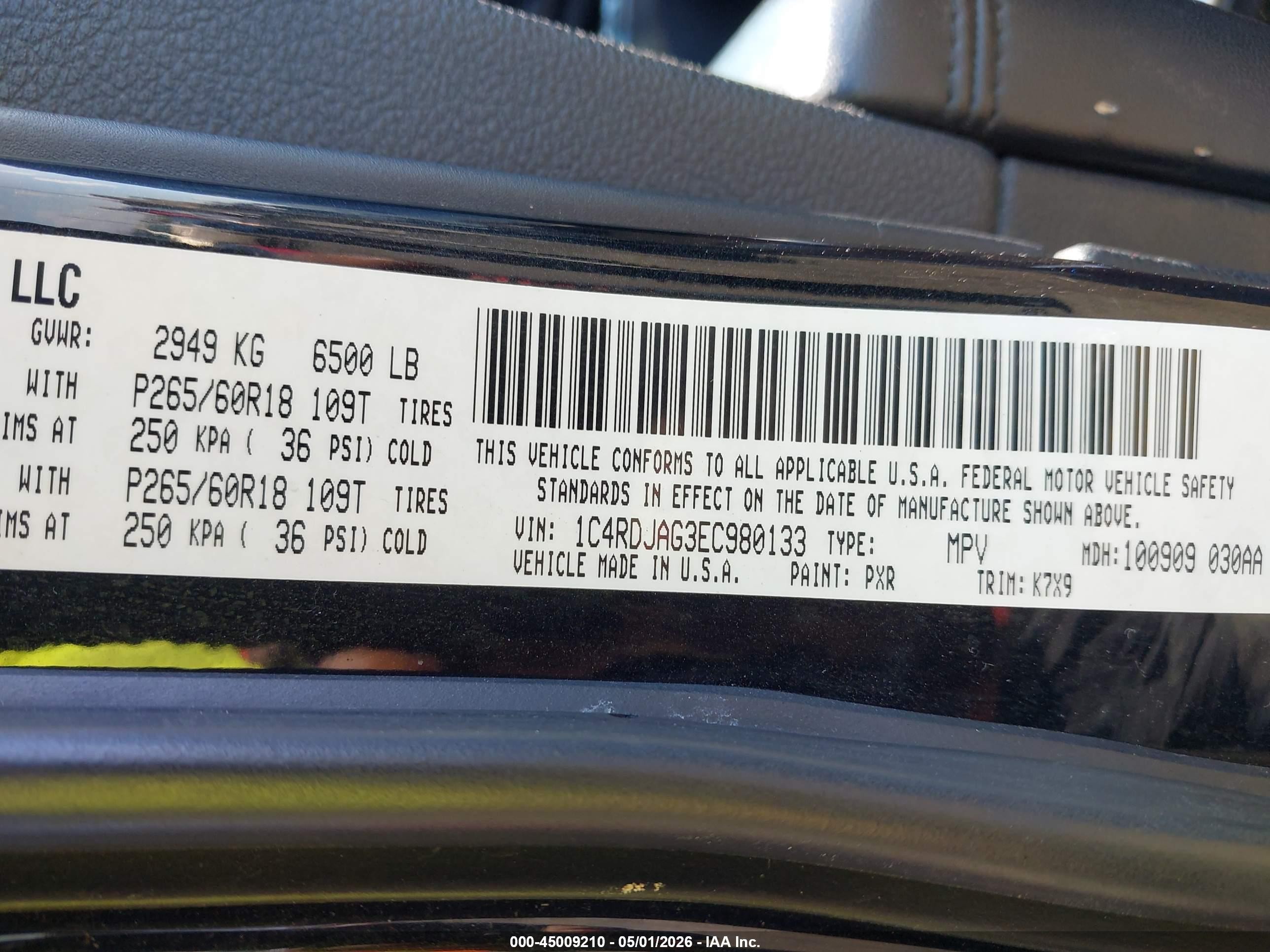 2014 Dodge Durango Sxt Black vin: 1C4RDJAG3EC980133