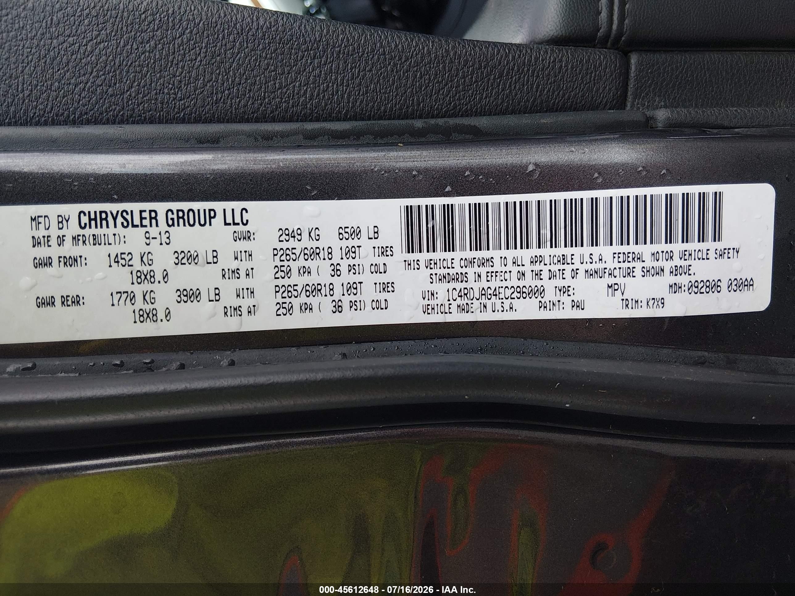 2014 Dodge Durango Sxt Серый vin: 1C4RDJAG4EC296000