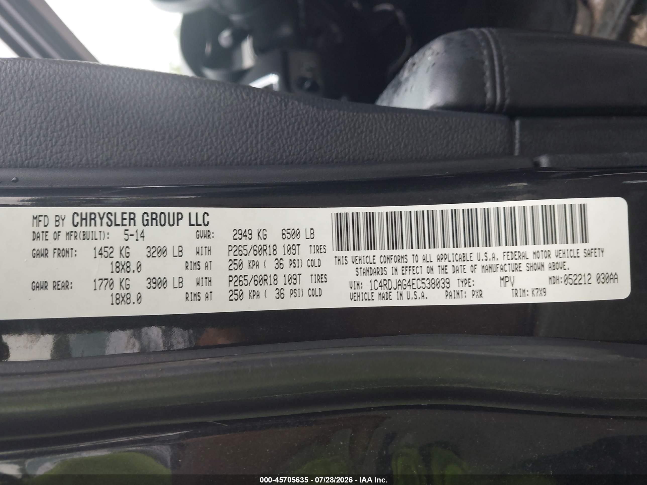 2014 Dodge Durango Sxt Black vin: 1C4RDJAG4EC538039