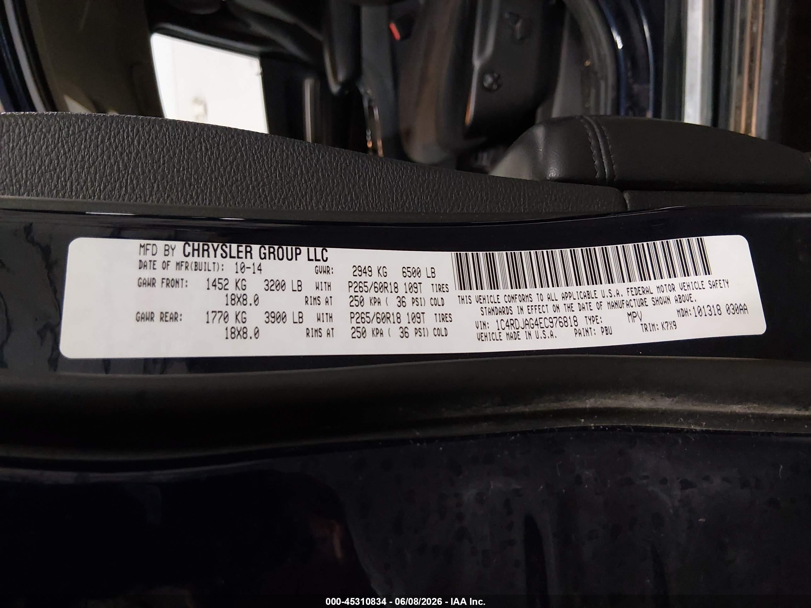 2014 Dodge Durango Sxt Blue vin: 1C4RDJAG4EC976818