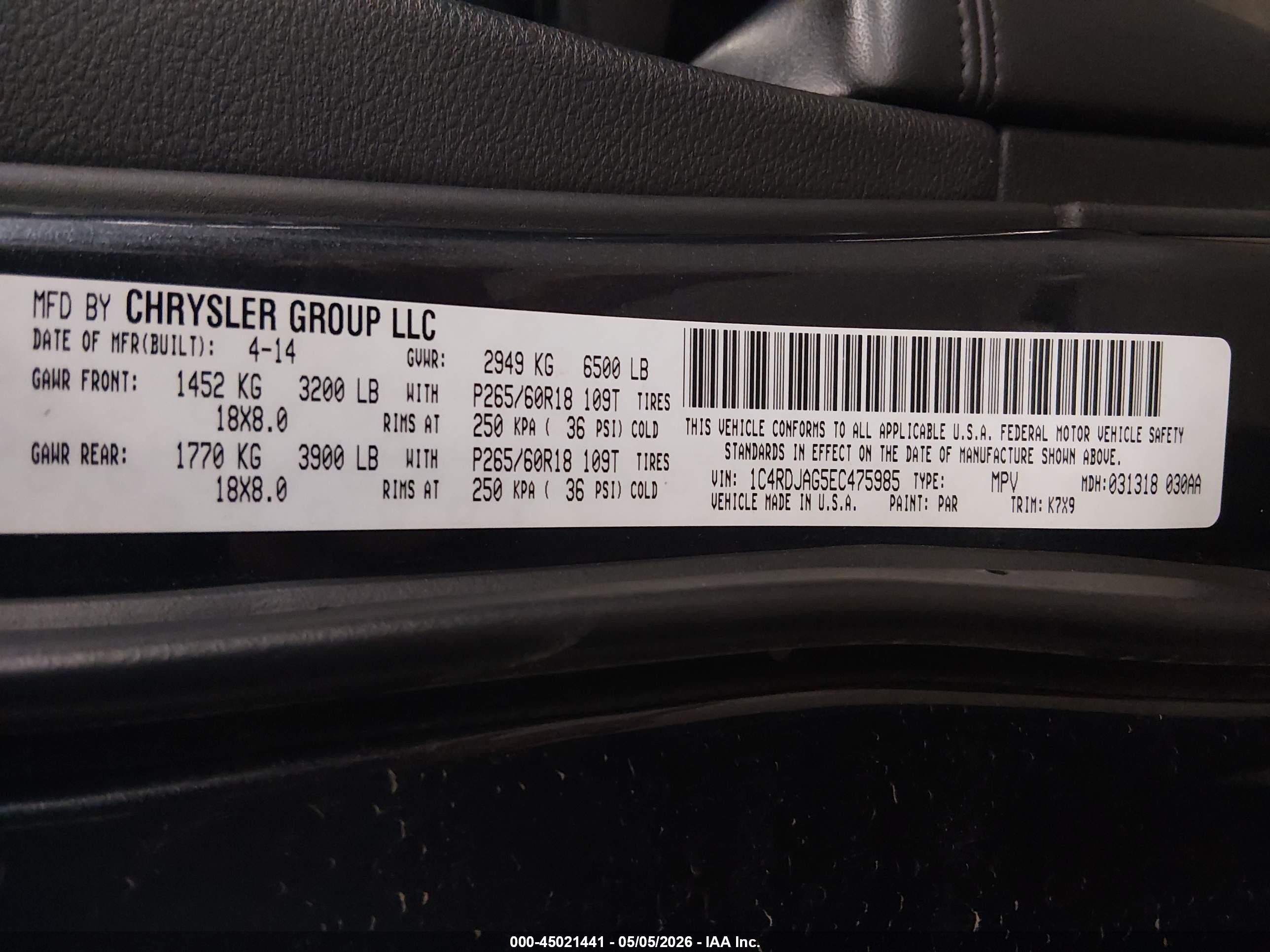 2014 Dodge Durango Sxt Dark Blue vin: 1C4RDJAG5EC475985