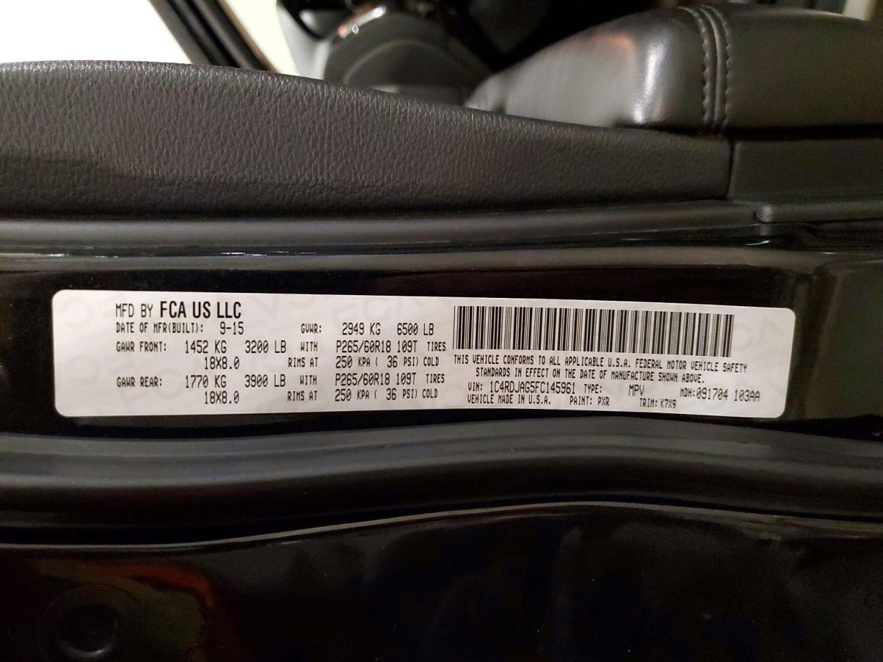 2015 Dodge Durango Sxt Black vin: 1C4RDJAG5FC145961