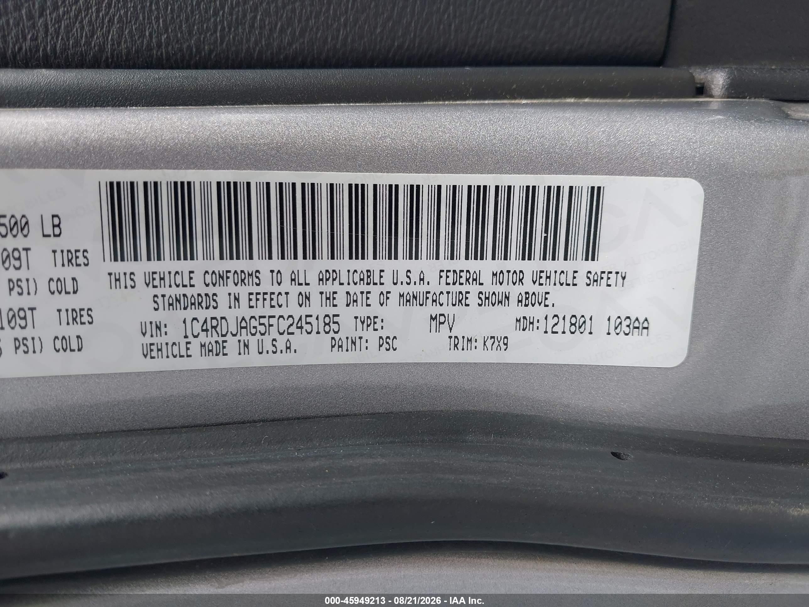 2015 Dodge Durango Sxt Серебряный vin: 1C4RDJAG5FC245185
