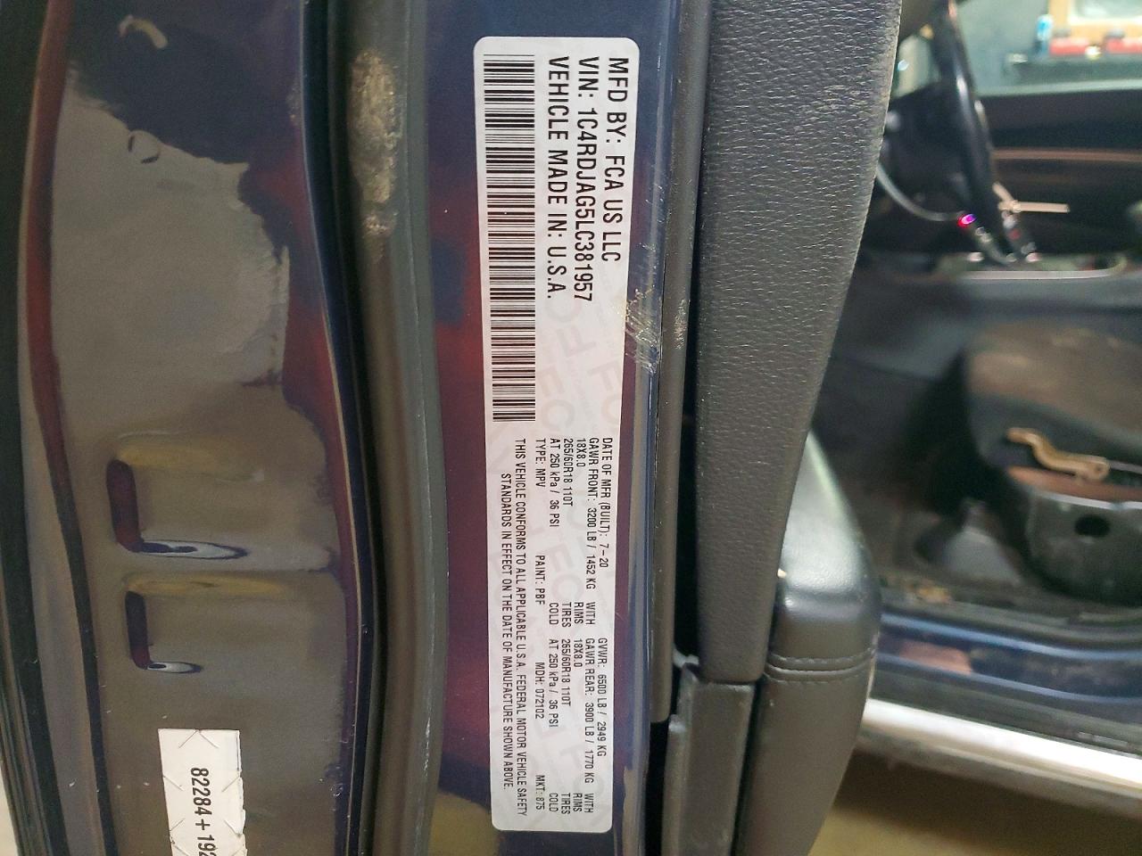 2020 Dodge Durango Sxt Blue vin: 1C4RDJAG5LC381957