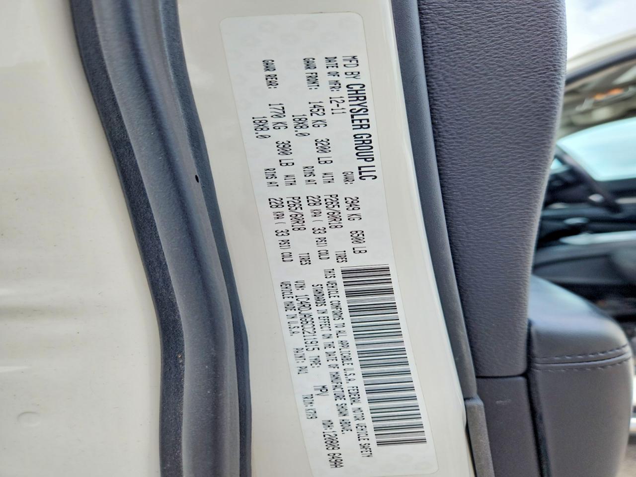 2012 Dodge Durango Sxt White vin: 1C4RDJAG6CC211915