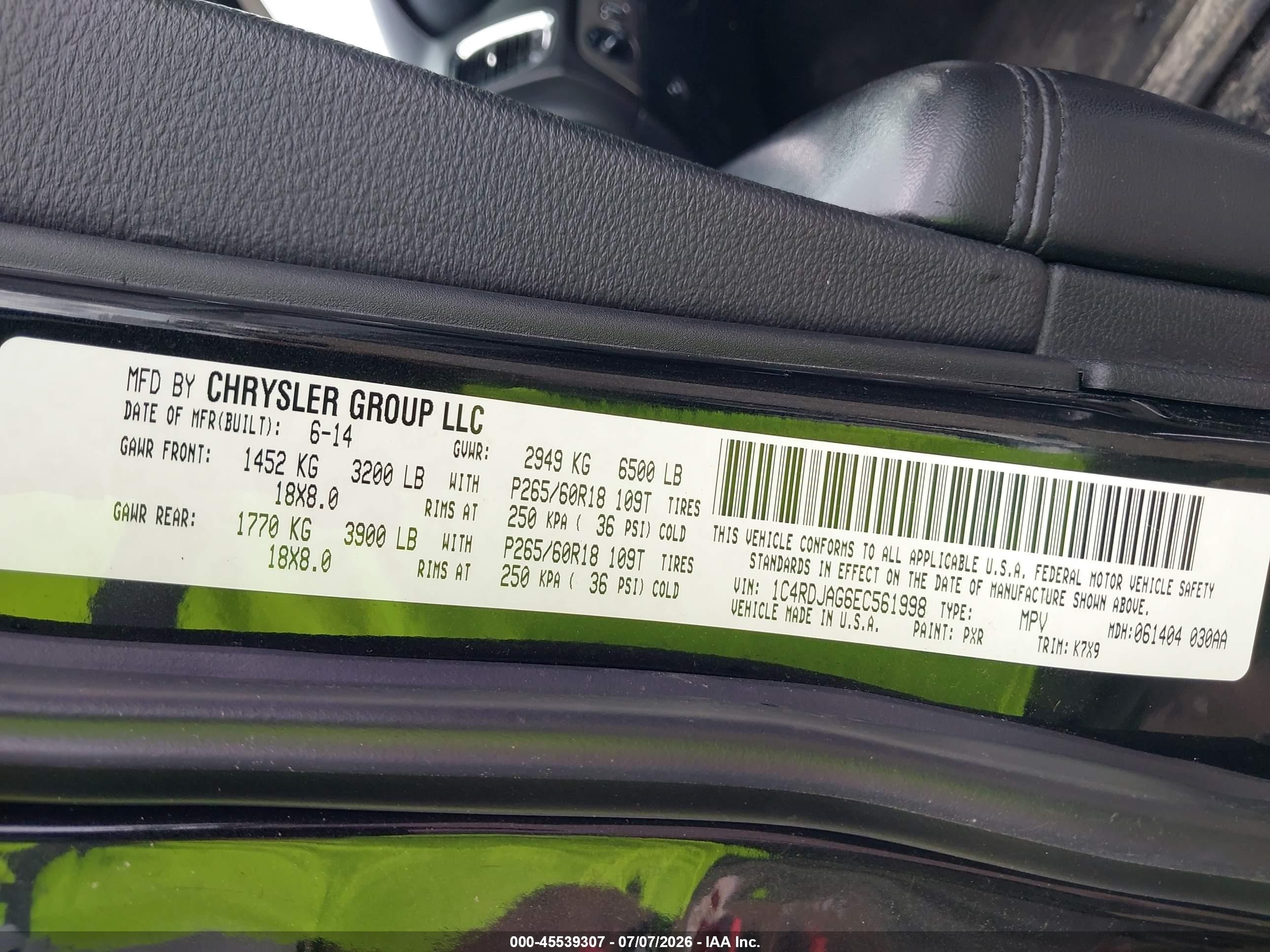 2014 Dodge Durango Sxt Черный vin: 1C4RDJAG6EC561998