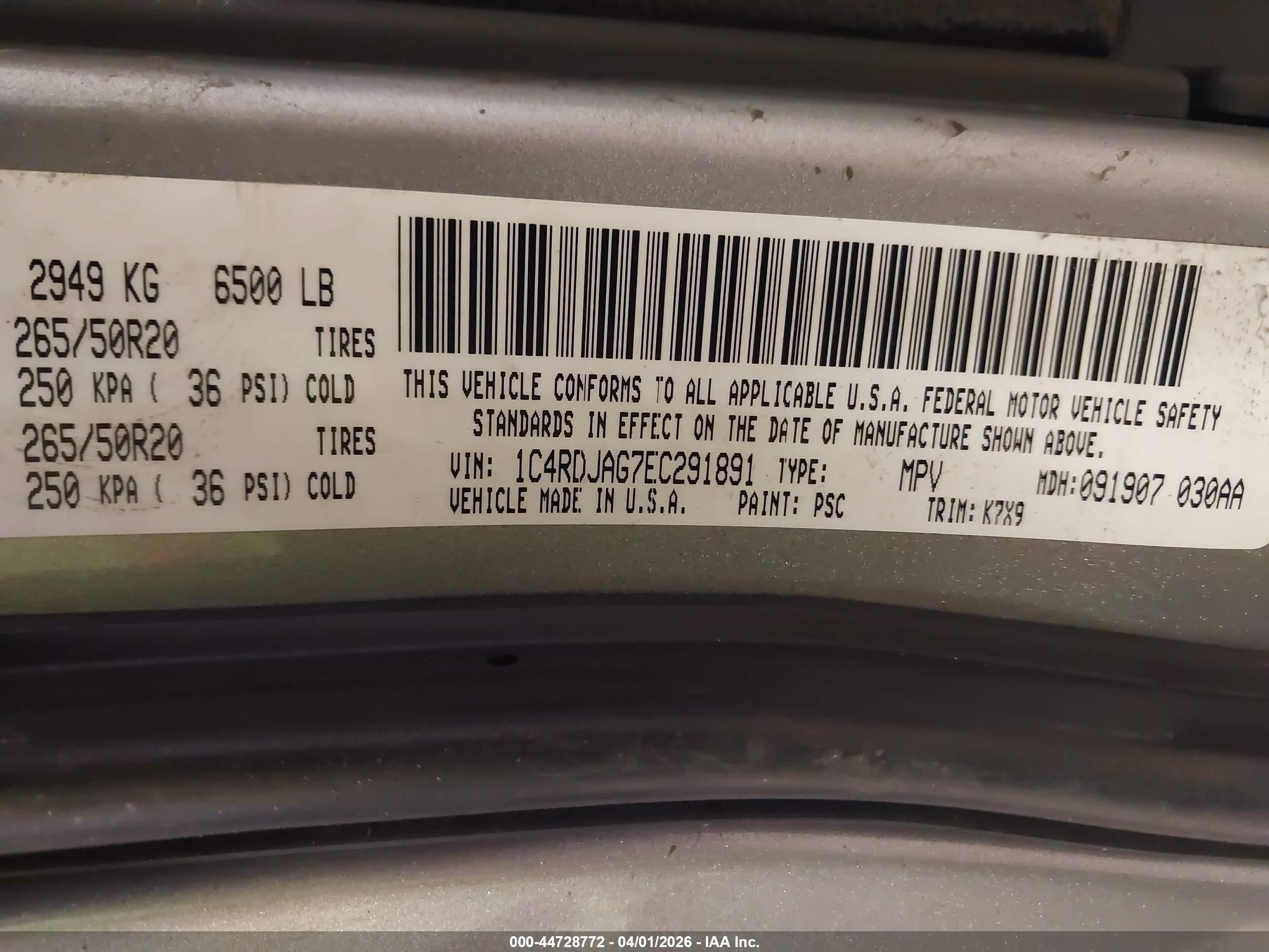 2014 Dodge Durango Sxt Gray vin: 1C4RDJAG7EC291891