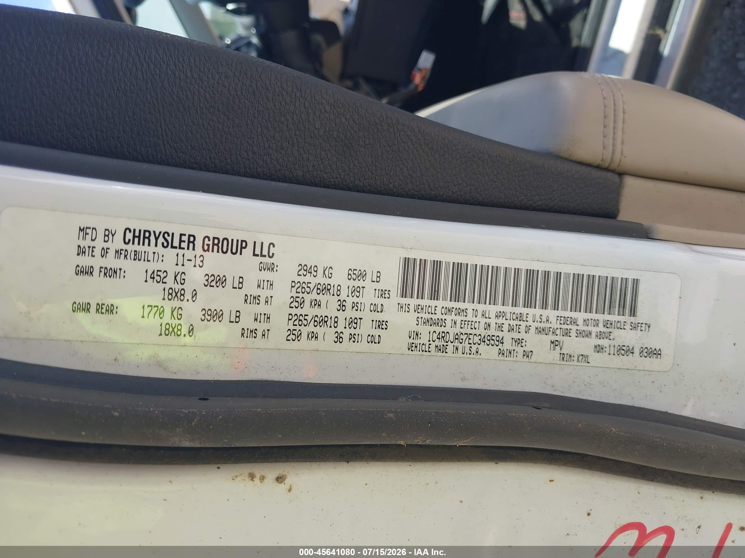 2014 Dodge Durango Sxt Белый vin: 1C4RDJAG7EC349594