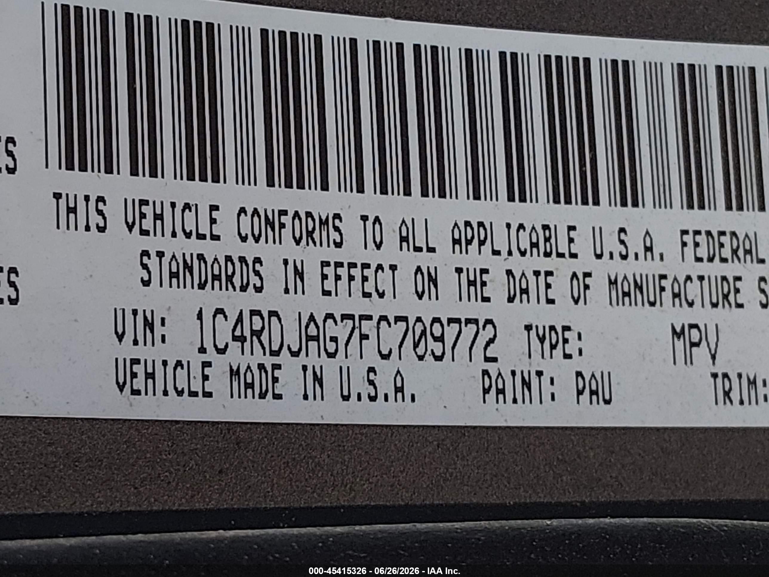 2015 Dodge Durango Sxt Gray vin: 1C4RDJAG7FC709772