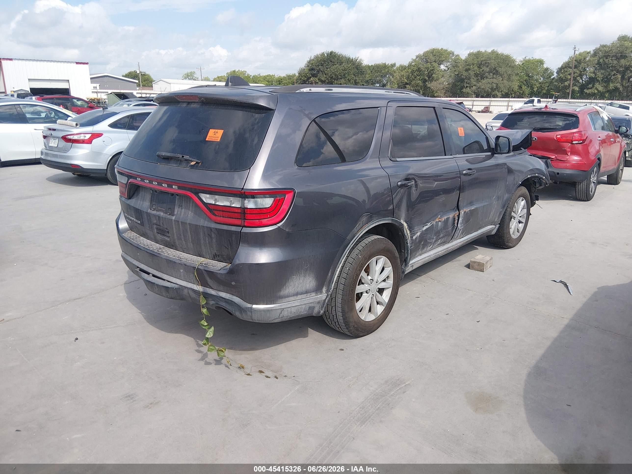 2015 Dodge Durango Sxt Gray vin: 1C4RDJAG7FC709772