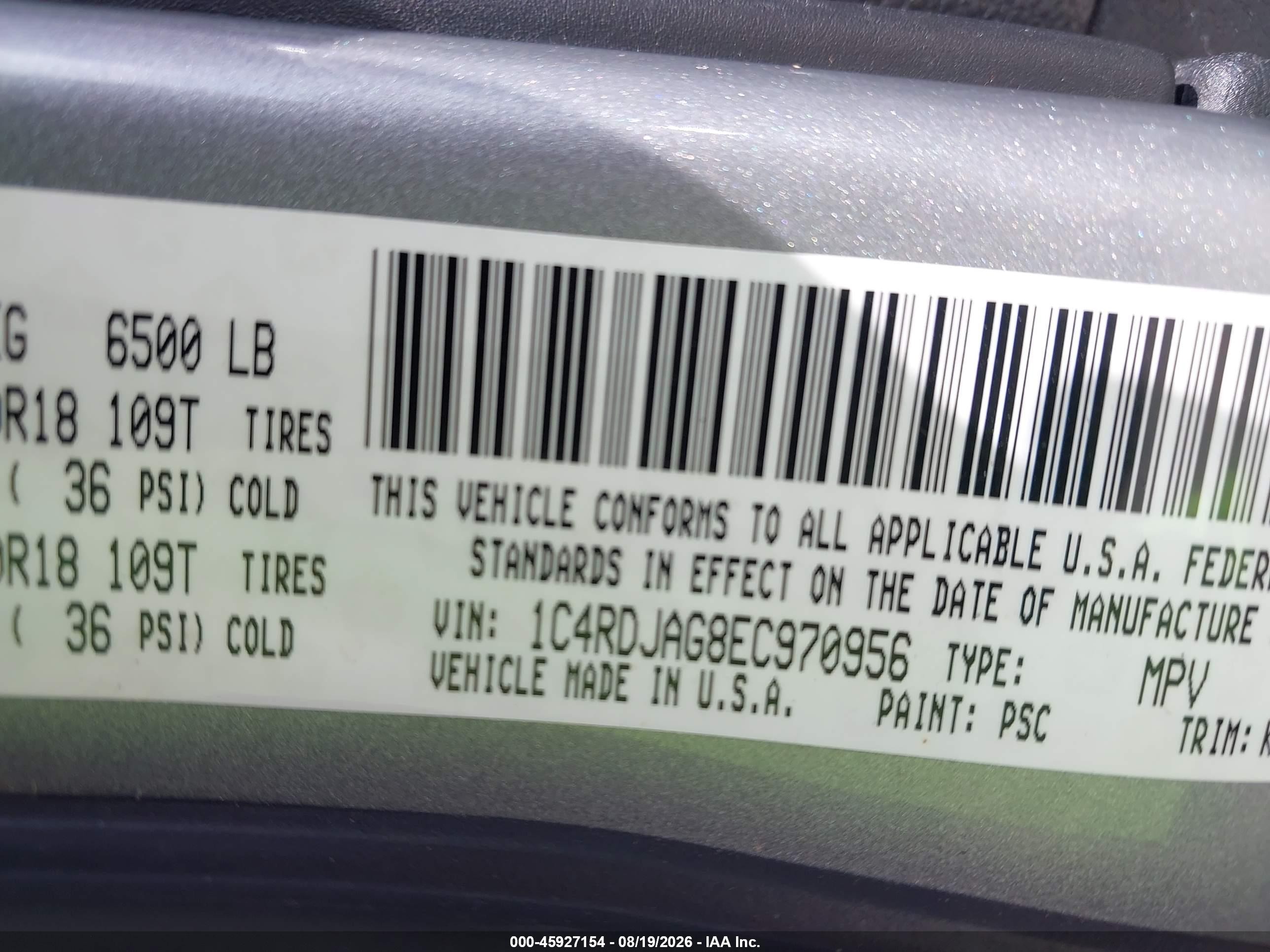 2014 Dodge Durango Sxt Pewter vin: 1C4RDJAG8EC970956