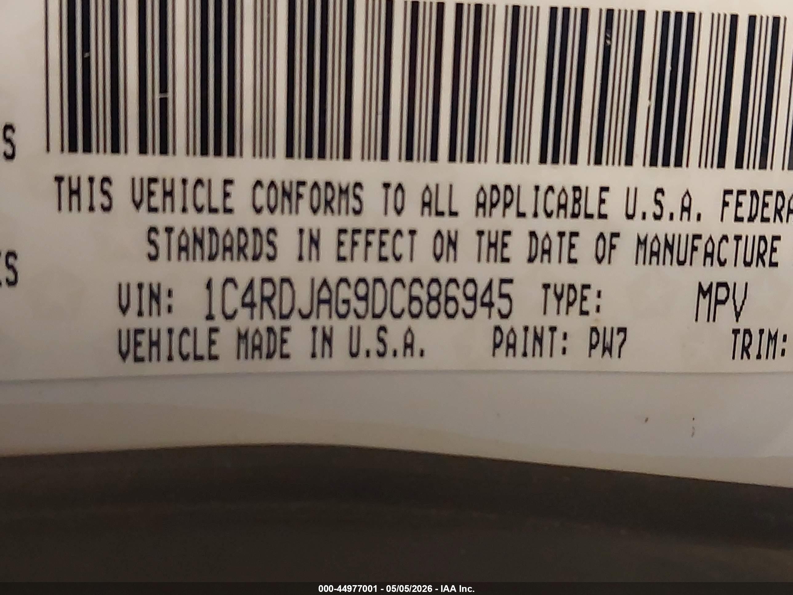 2013 Dodge Durango Sxt White vin: 1C4RDJAG9DC686945