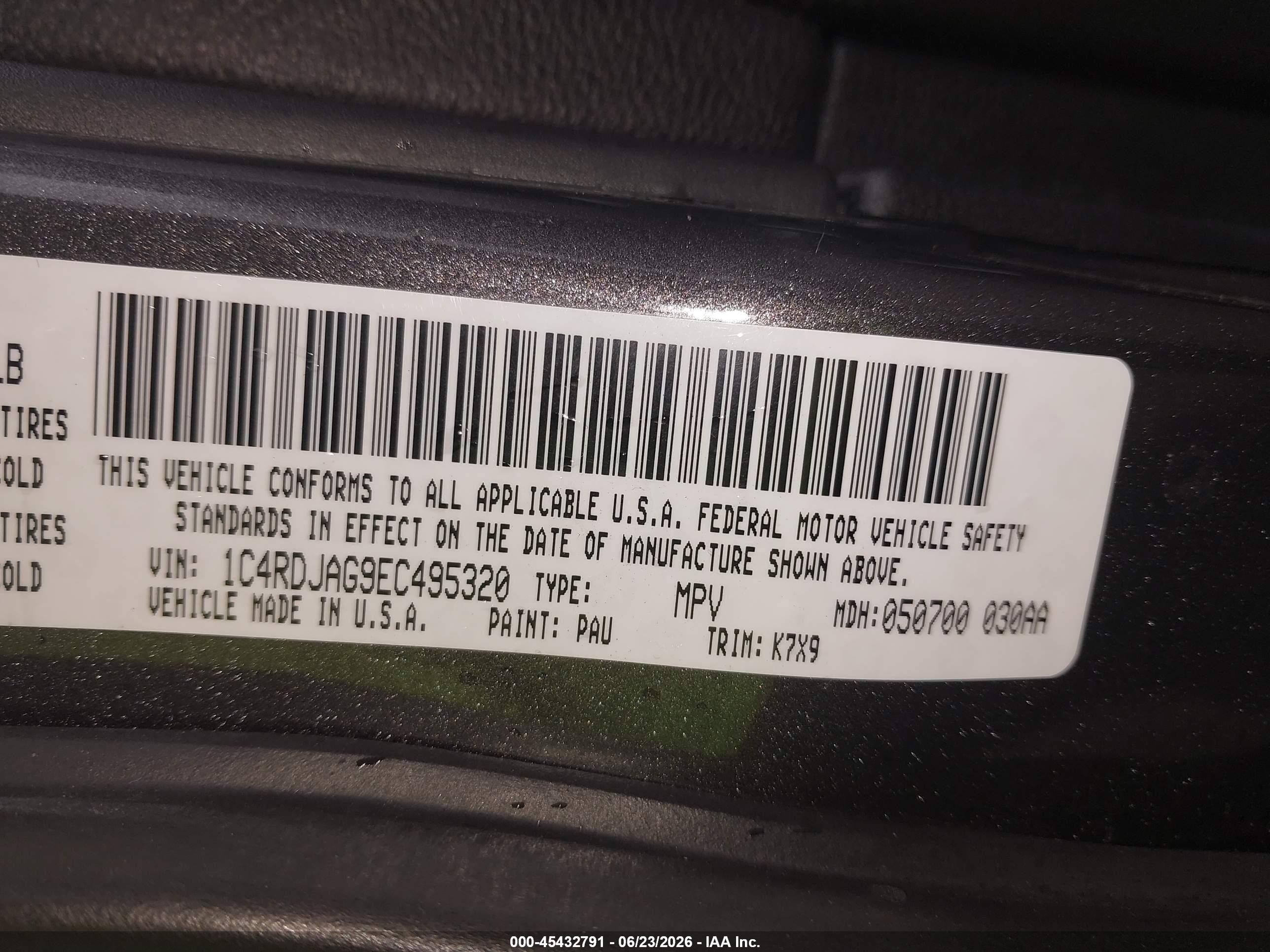 2014 Dodge Durango Sxt Gray vin: 1C4RDJAG9EC495320