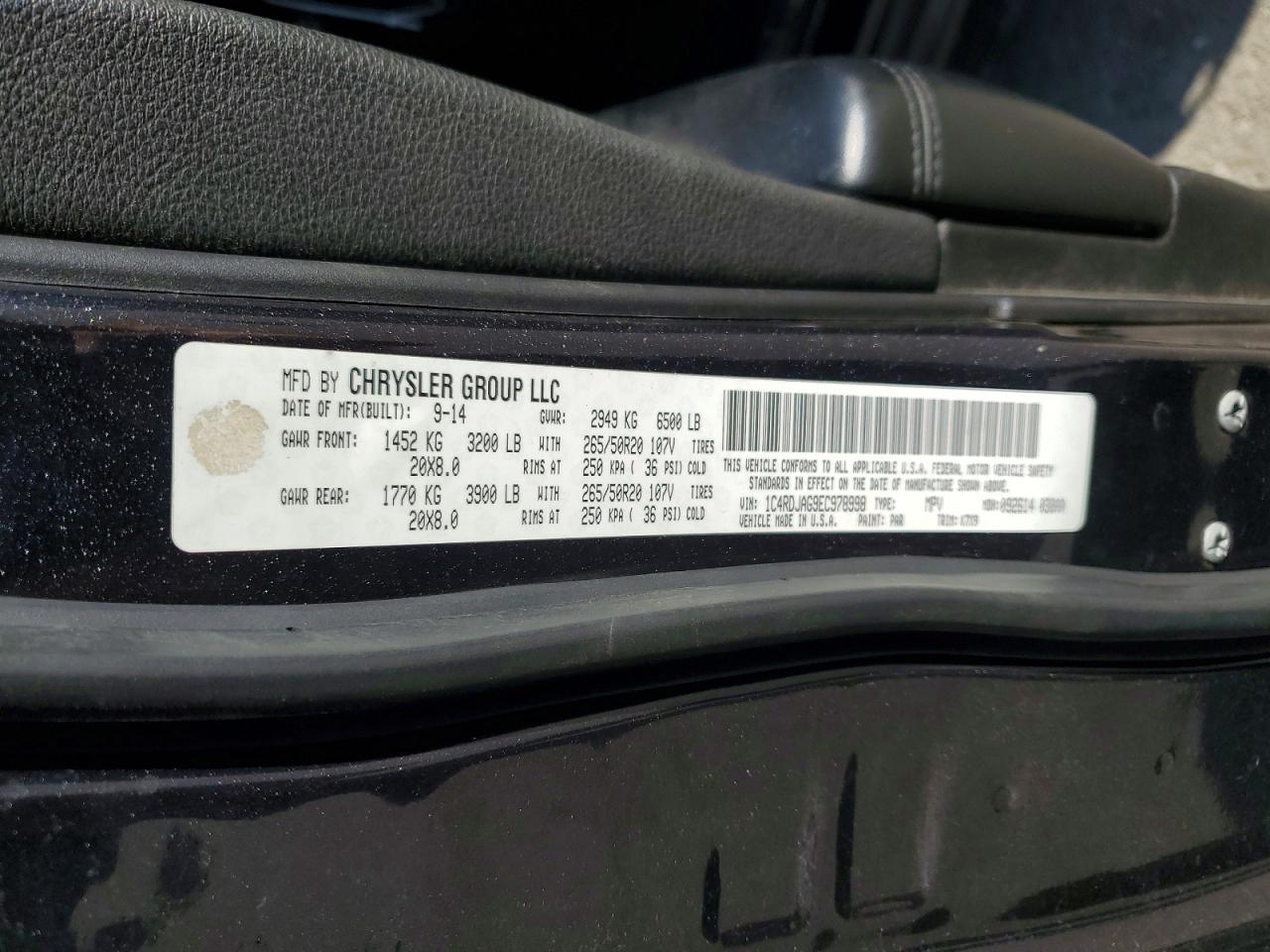 2014 Dodge Durango Sxt Charcoal vin: 1C4RDJAG9EC978998