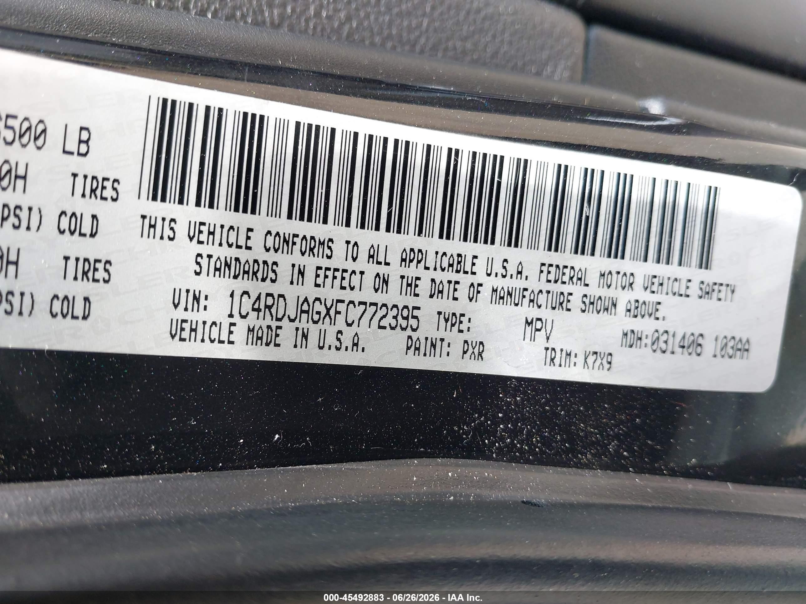 2015 Dodge Durango Sxt Black vin: 1C4RDJAGXFC772395