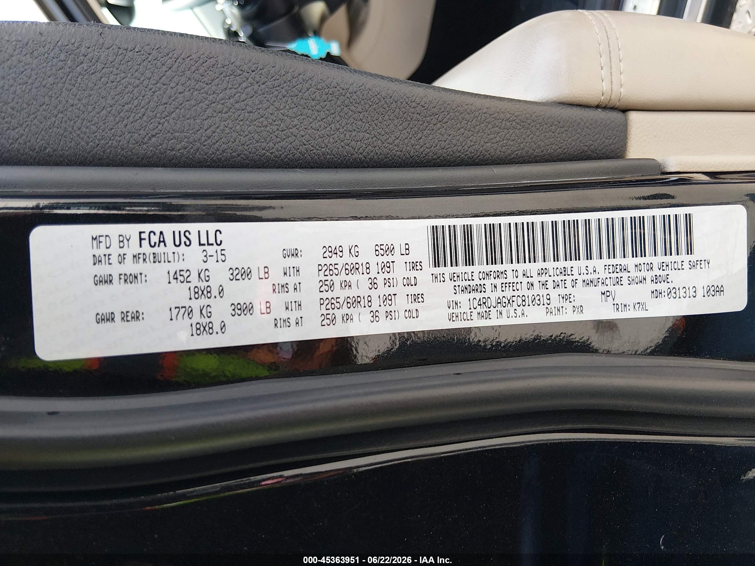 2015 Dodge Durango Sxt Черный vin: 1C4RDJAGXFC810319
