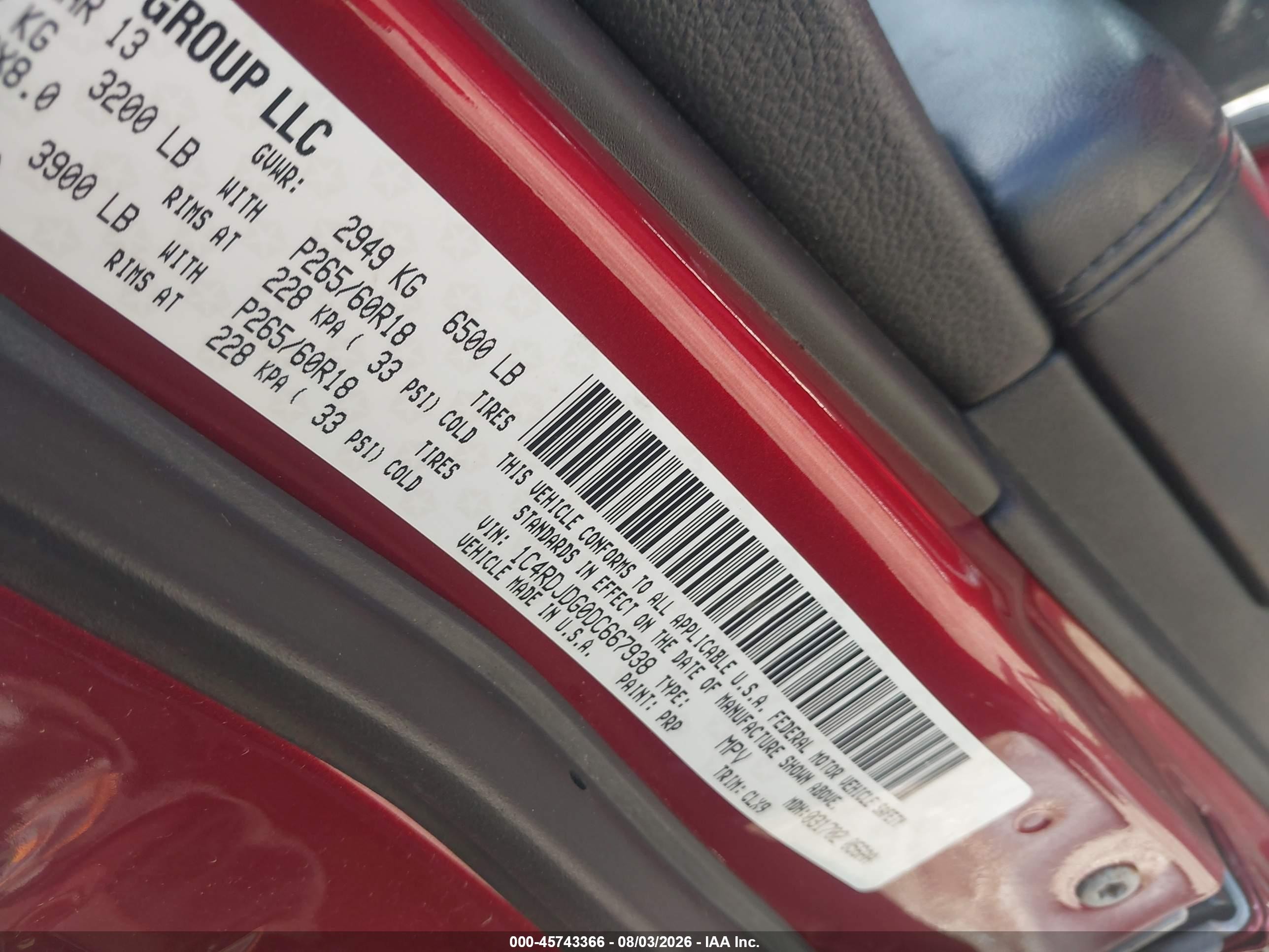 2013 Dodge Durango Crew Красный vin: 1C4RDJDG0DC667938