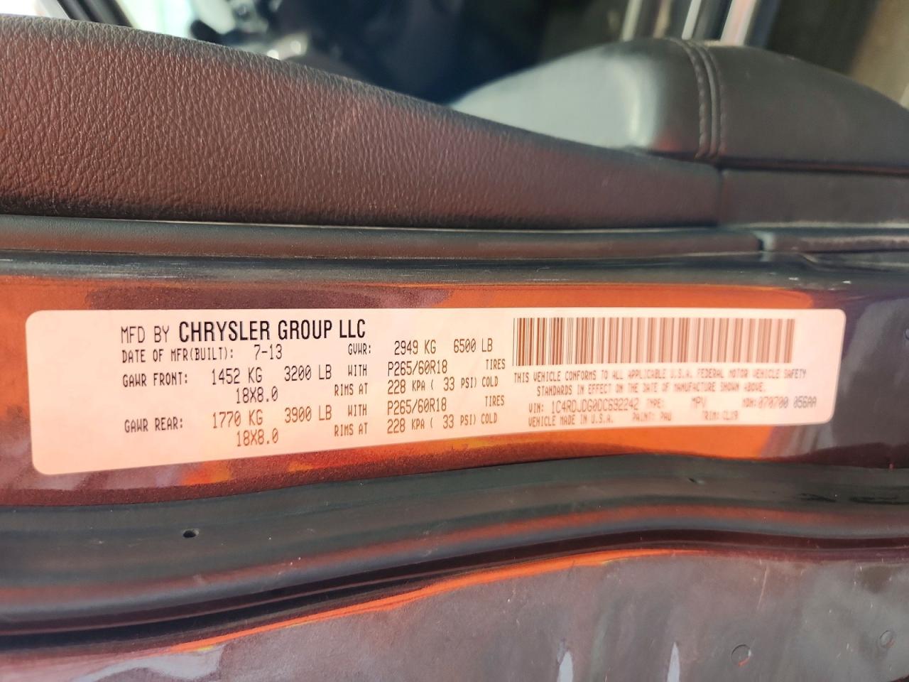 2013 Dodge Durango Crew Gray vin: 1C4RDJDG0DC692242